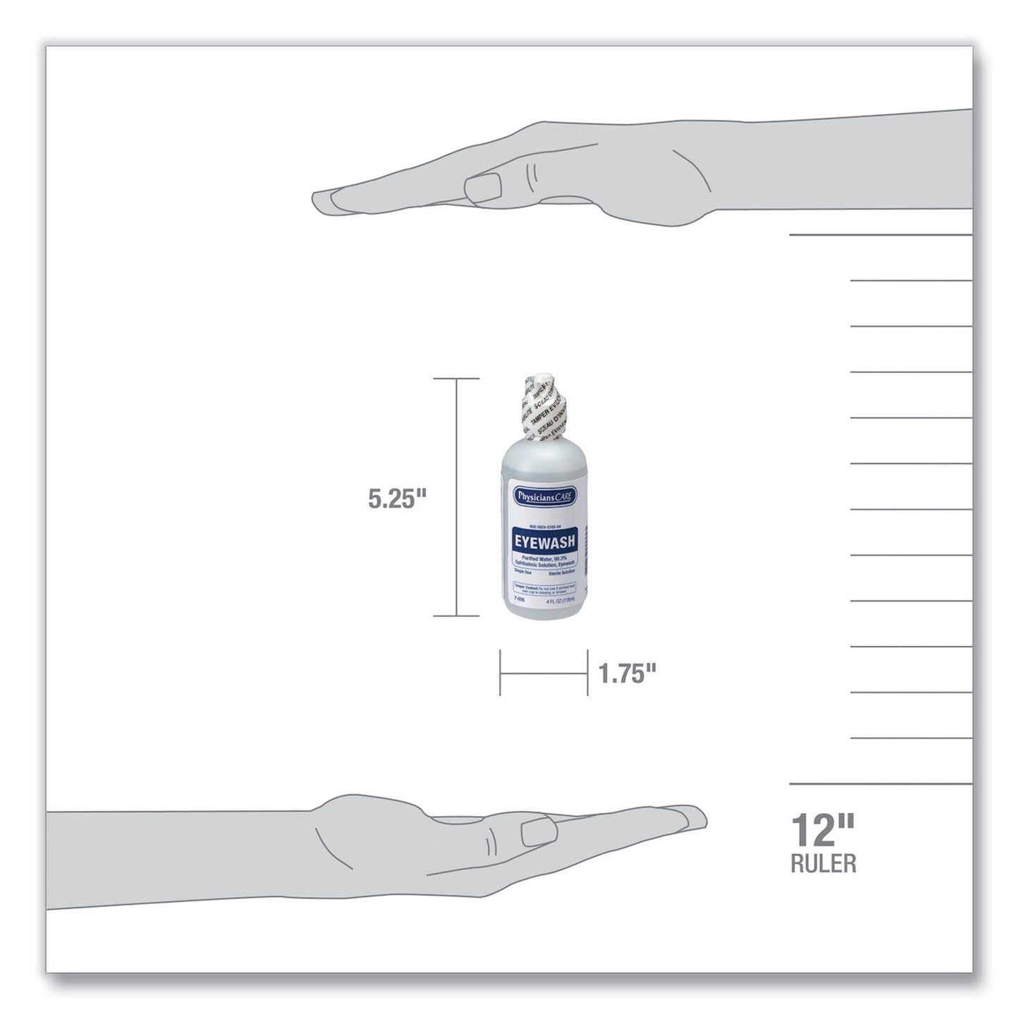 PhysiciansCare First Aid Refill Components Disposable Eye Wash, 4 oz Bottle