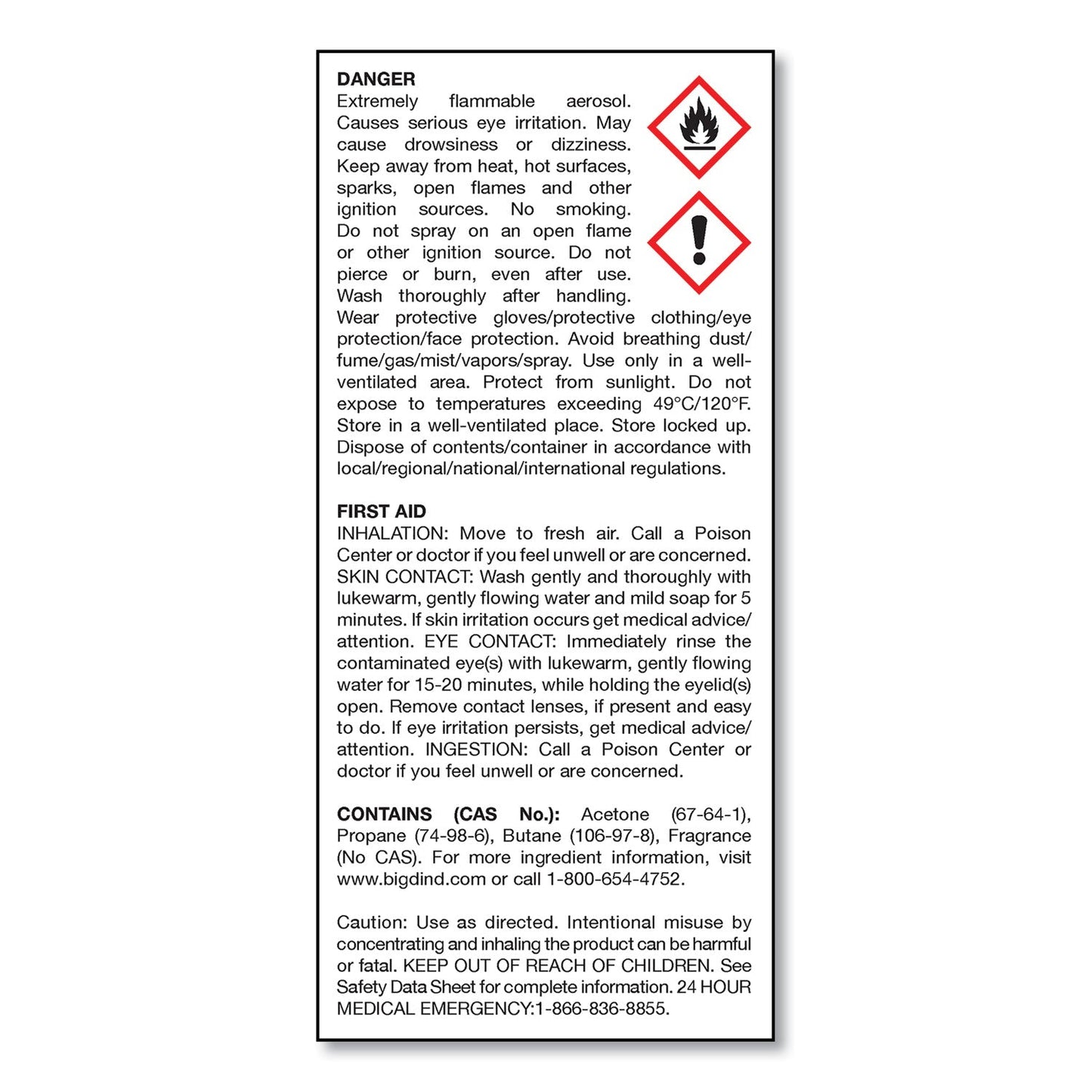 Big D Industries Fire D One Shot Aerosol, 5 oz Aerosol Spray, 12/Carton