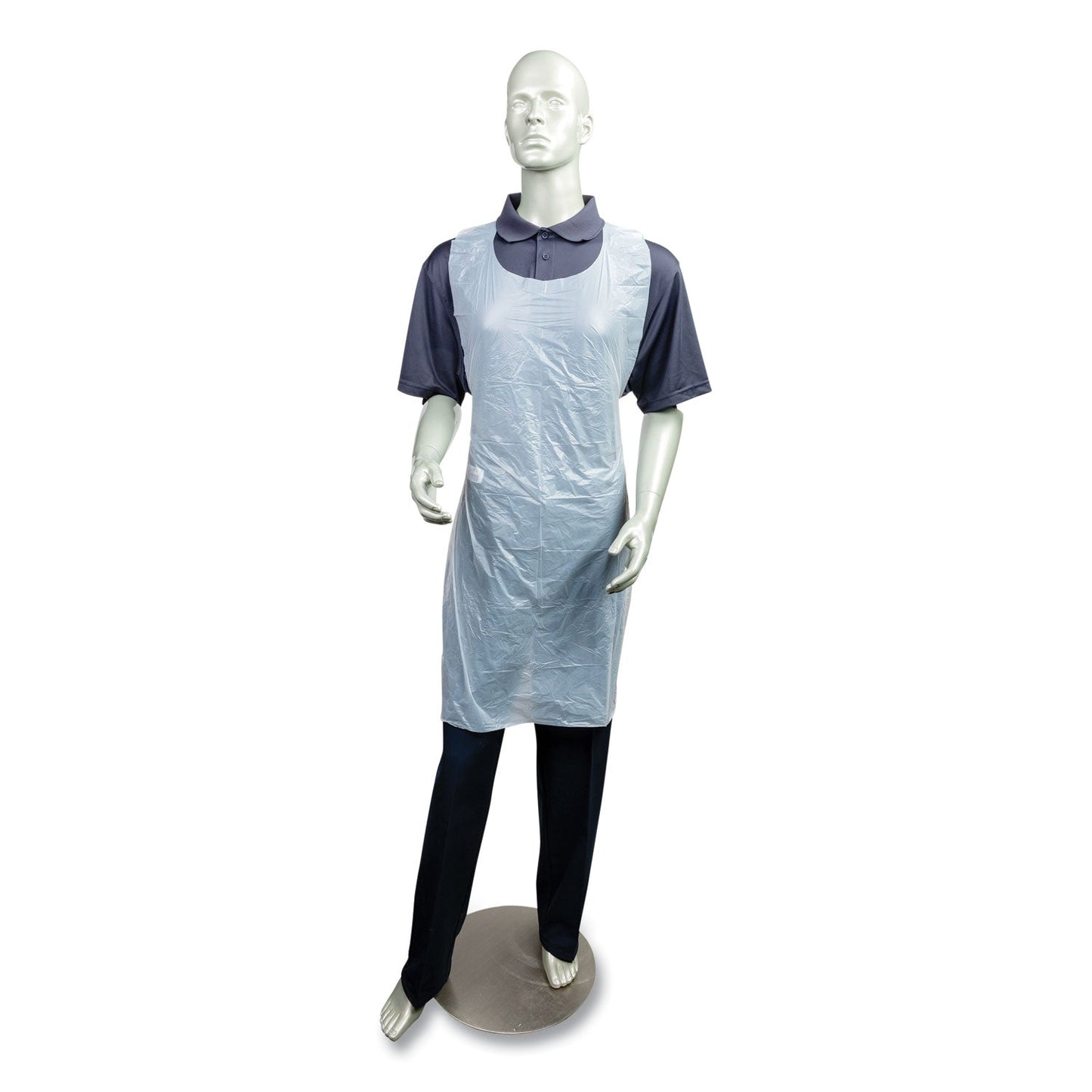 AmerCareRoyal Poly Apron, 28 x 46, One Size Fits All, White, 100/Pack, 10 Packs/Carton