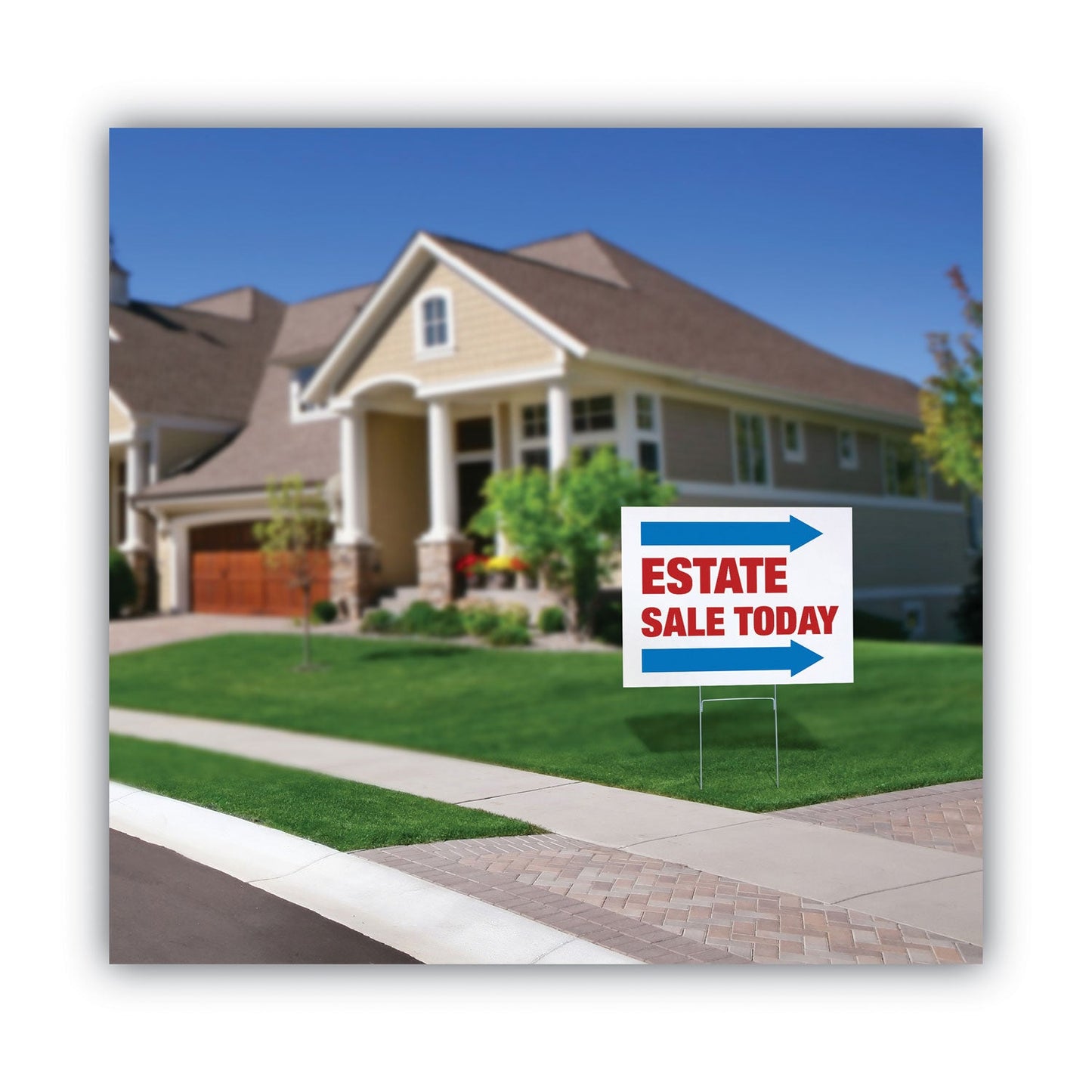 COSCO Stake Sign, Blank White, Includes Directional Arrows, 15 x 19