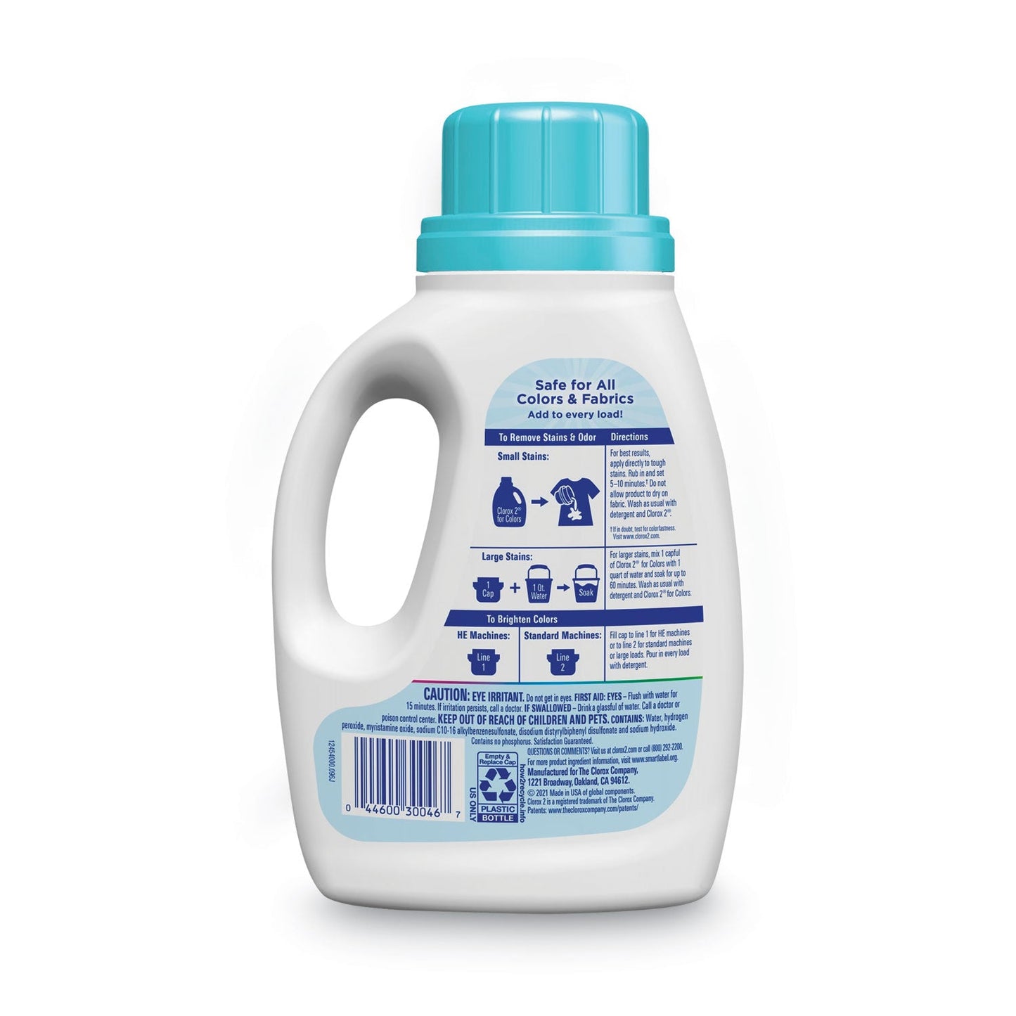 Clorox 2 Free and Clear Stain Remover and Color Booster, Unscented, 33 oz Bottle, 6/Carton