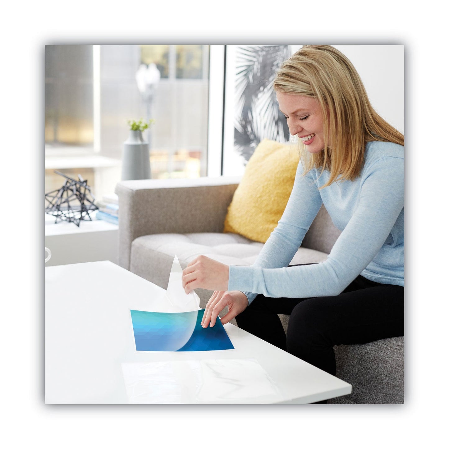 GBC SelfSeal Self-Adhesive Laminating Pouches and Single-Sided Sheets, 3 mil, 9" x 12", Gloss Clear, 50/Pack