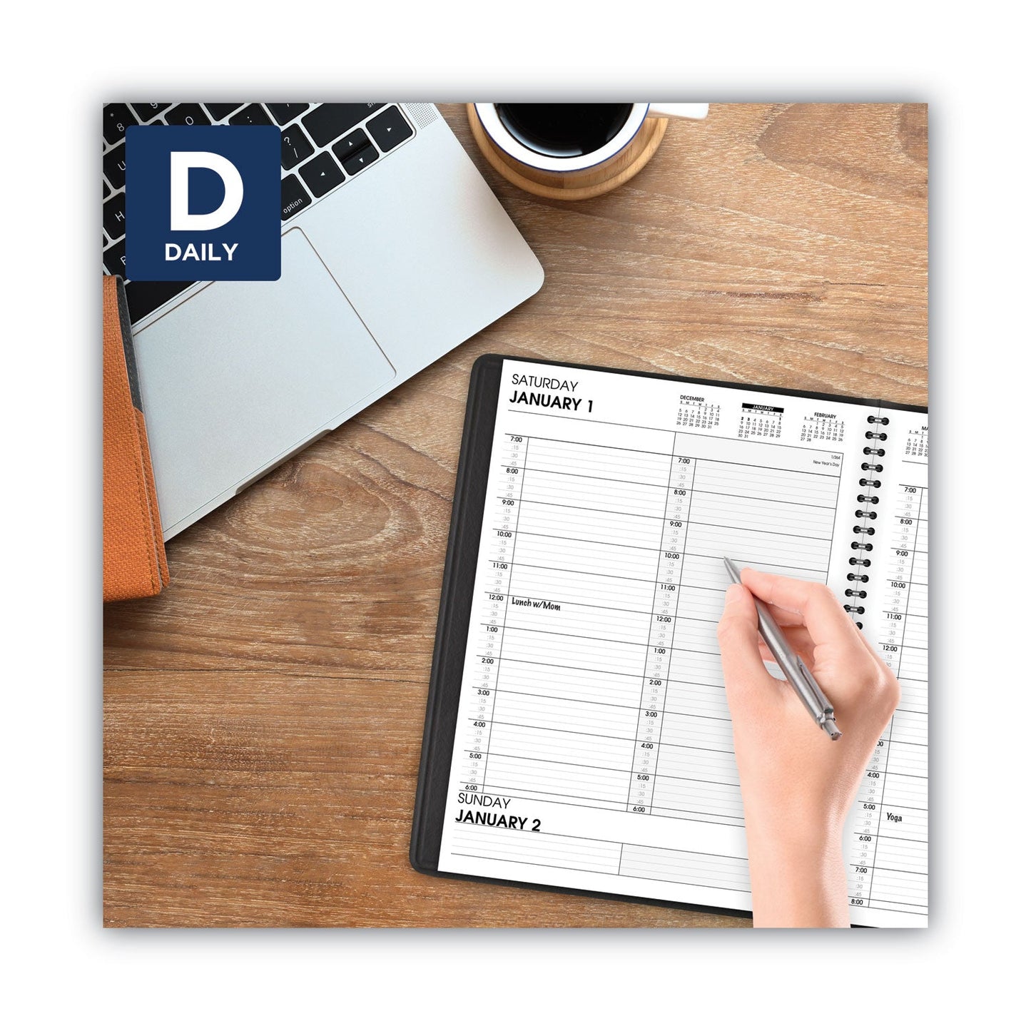 AT-A-GLANCE Two-Person Group Daily Appointment Book, 11 x 8, Black Cover, 12-Month (Jan to Dec): 2023