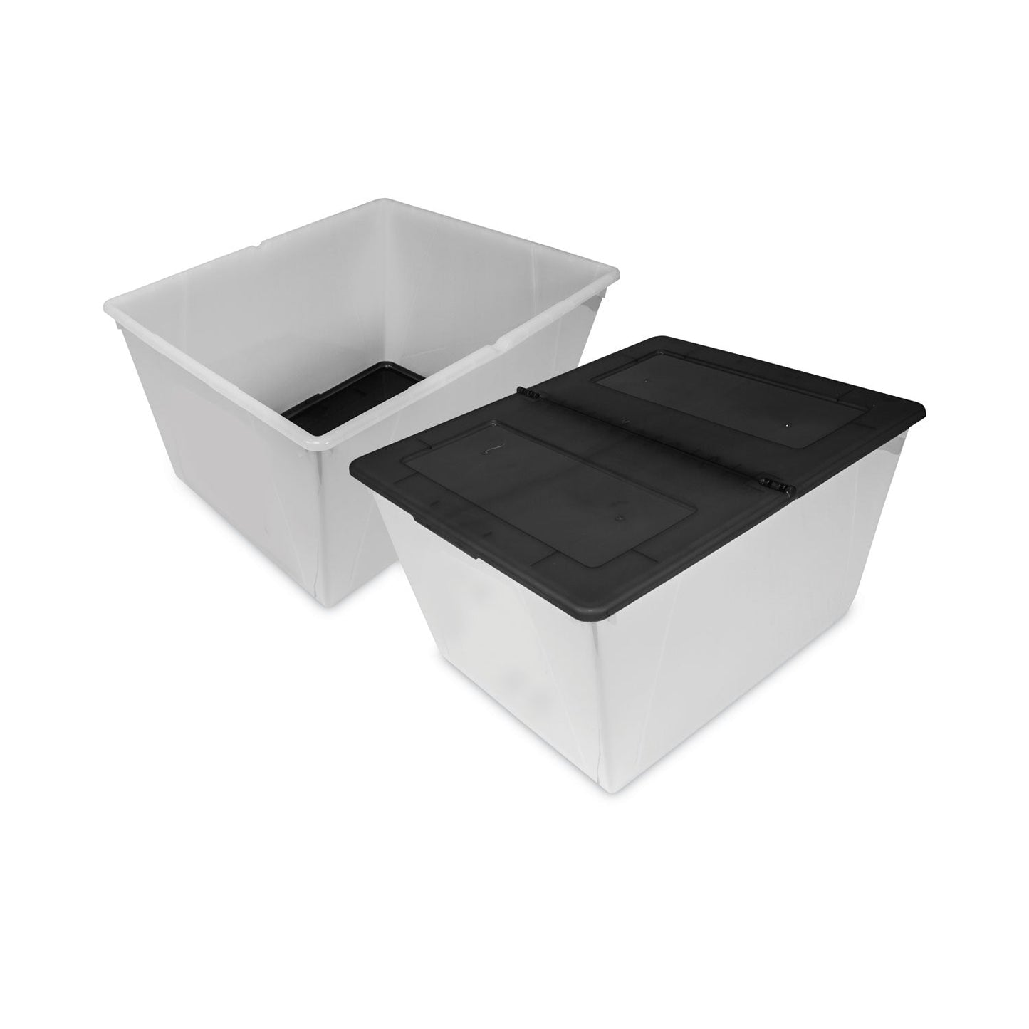 Storex Storage Tote, 16 gal, 22.7" x 18.25" x 12.86", Clear/Black