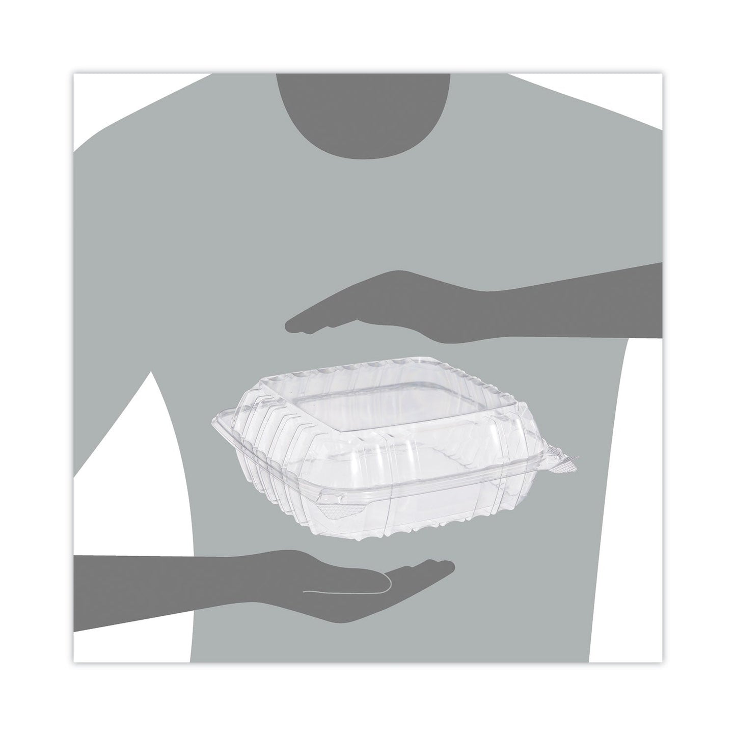 Dart ClearSeal Hinged-Lid Plastic Containers, 8.3 x 8.3 x 3, Clear, Plastic, 250/Carton