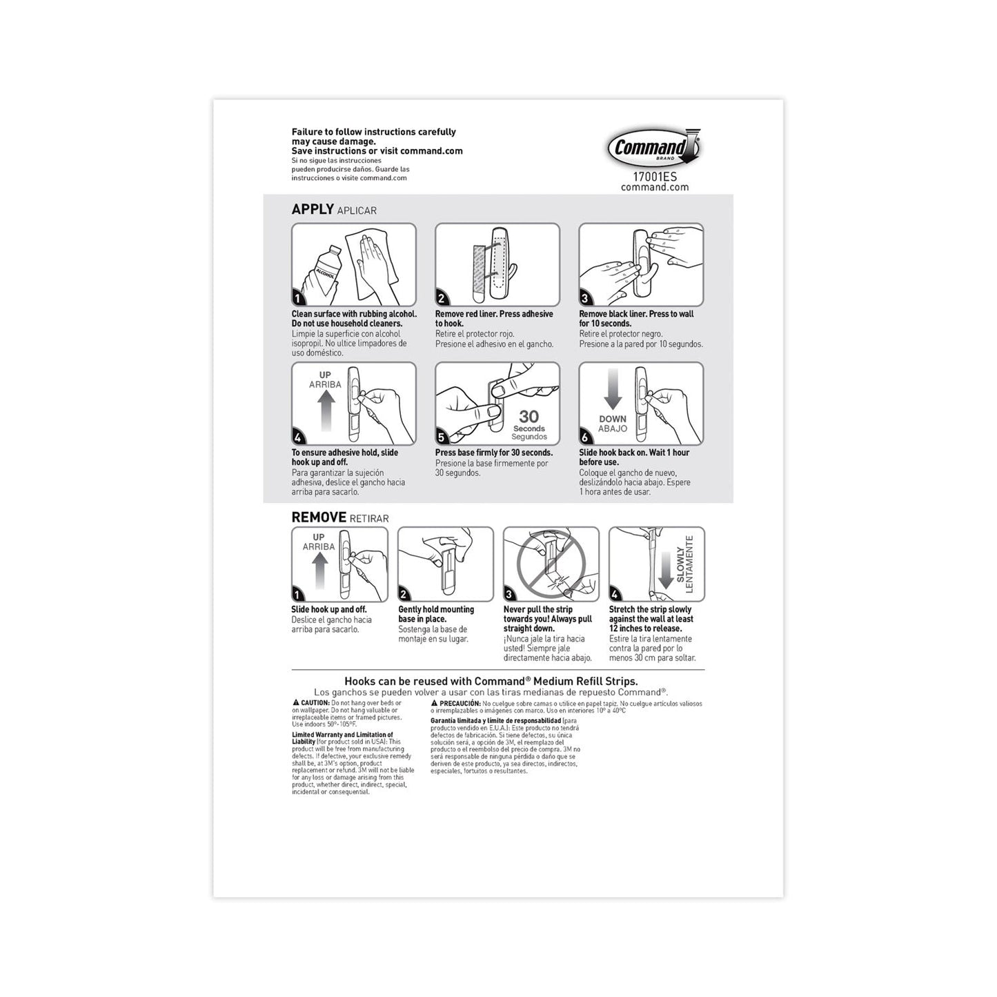 Command General Purpose Hooks Multi-Pack, Medium, 3 lb Cap, White, 6 Hooks and 12 Strips/Pack
