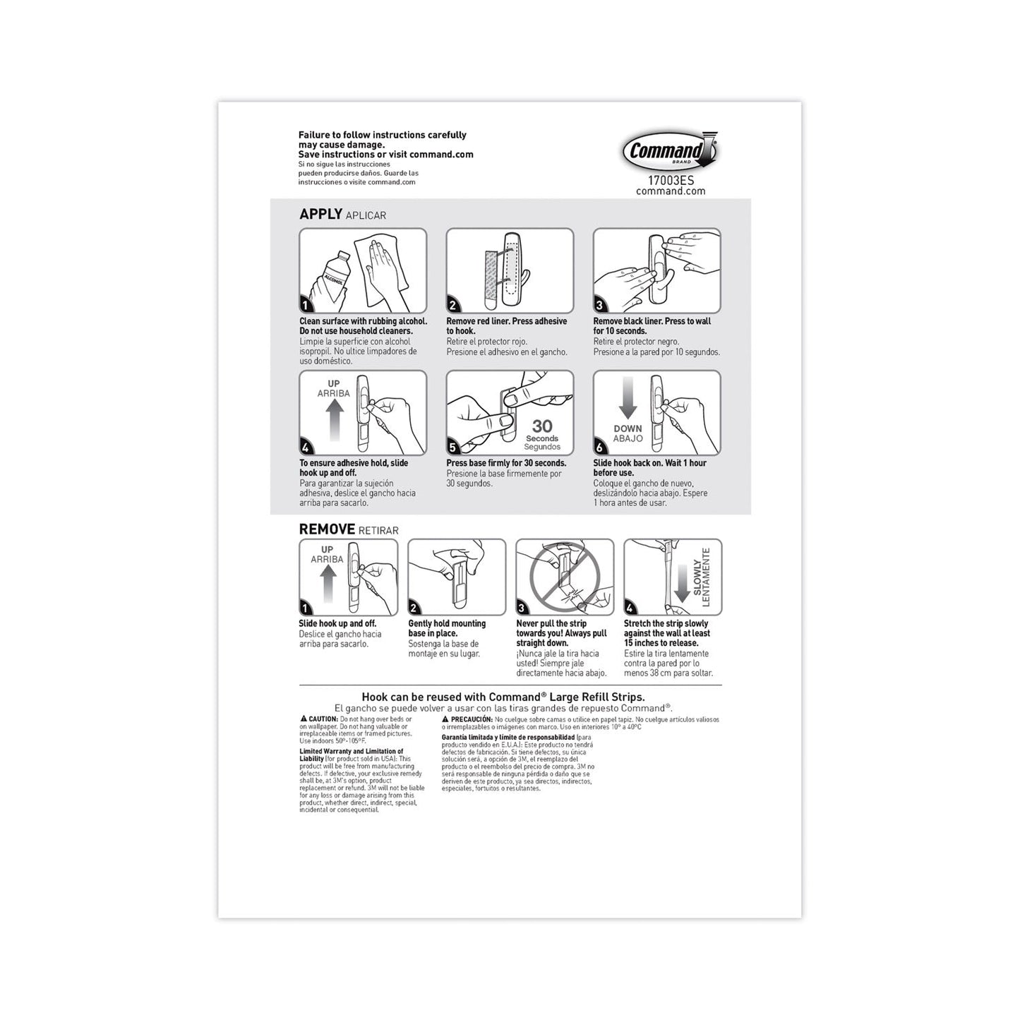 Command General Purpose Hooks Multi-Pack, Large, 5 lb Cap, White, 3 Hooks and 6 Strips/Pack