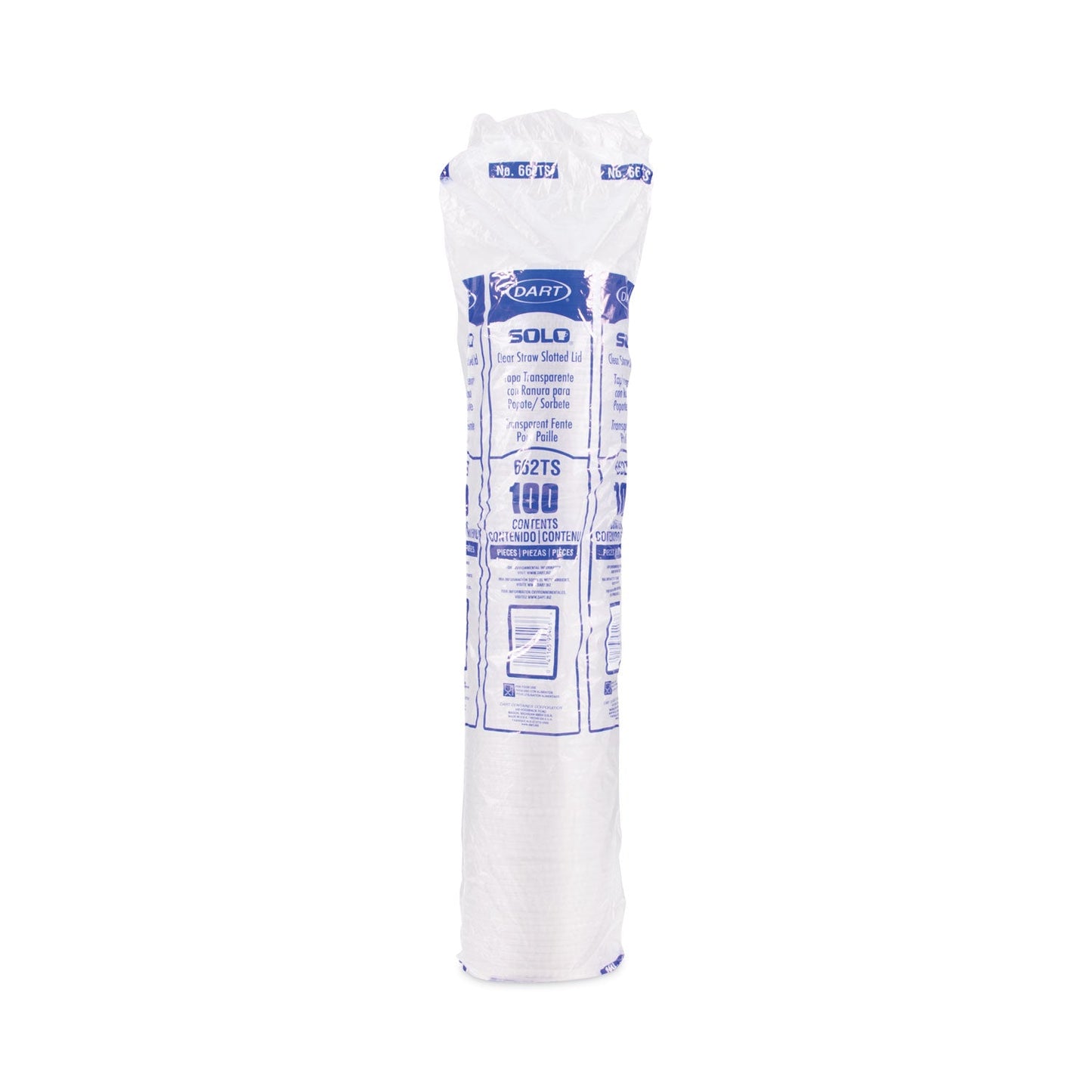 Dart Straw-Slot Cold Cup Lids, Fits 9 oz to 20 oz Cups, Clear, 100/Pack