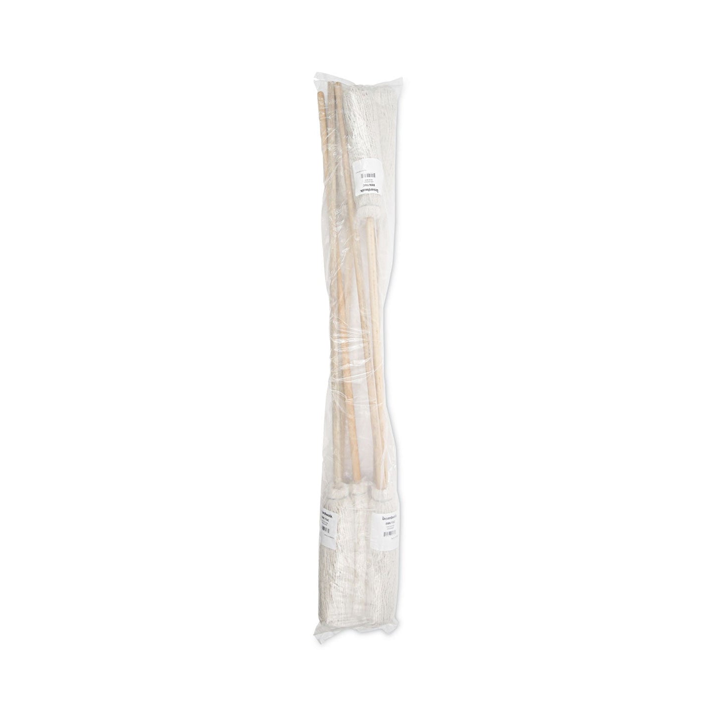 Boardwalk Handle/Deck Mops, 16 oz White Cotton Head, 48" Oak Wood Handle