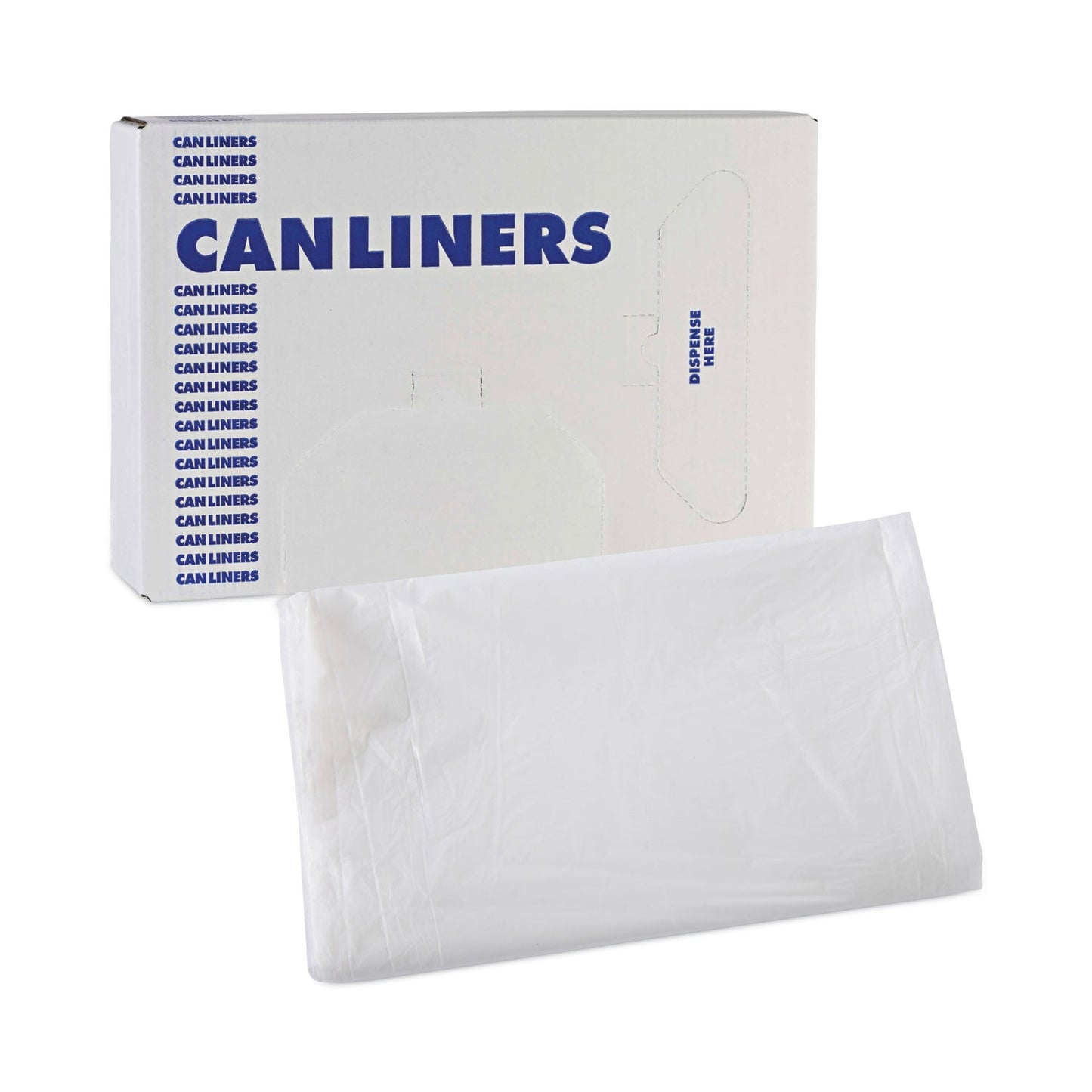 Boardwalk High Density Industrial Can Liners Flat Pack, 33 gal, 16 microns, 33 x 40, Natural, 200/Carton