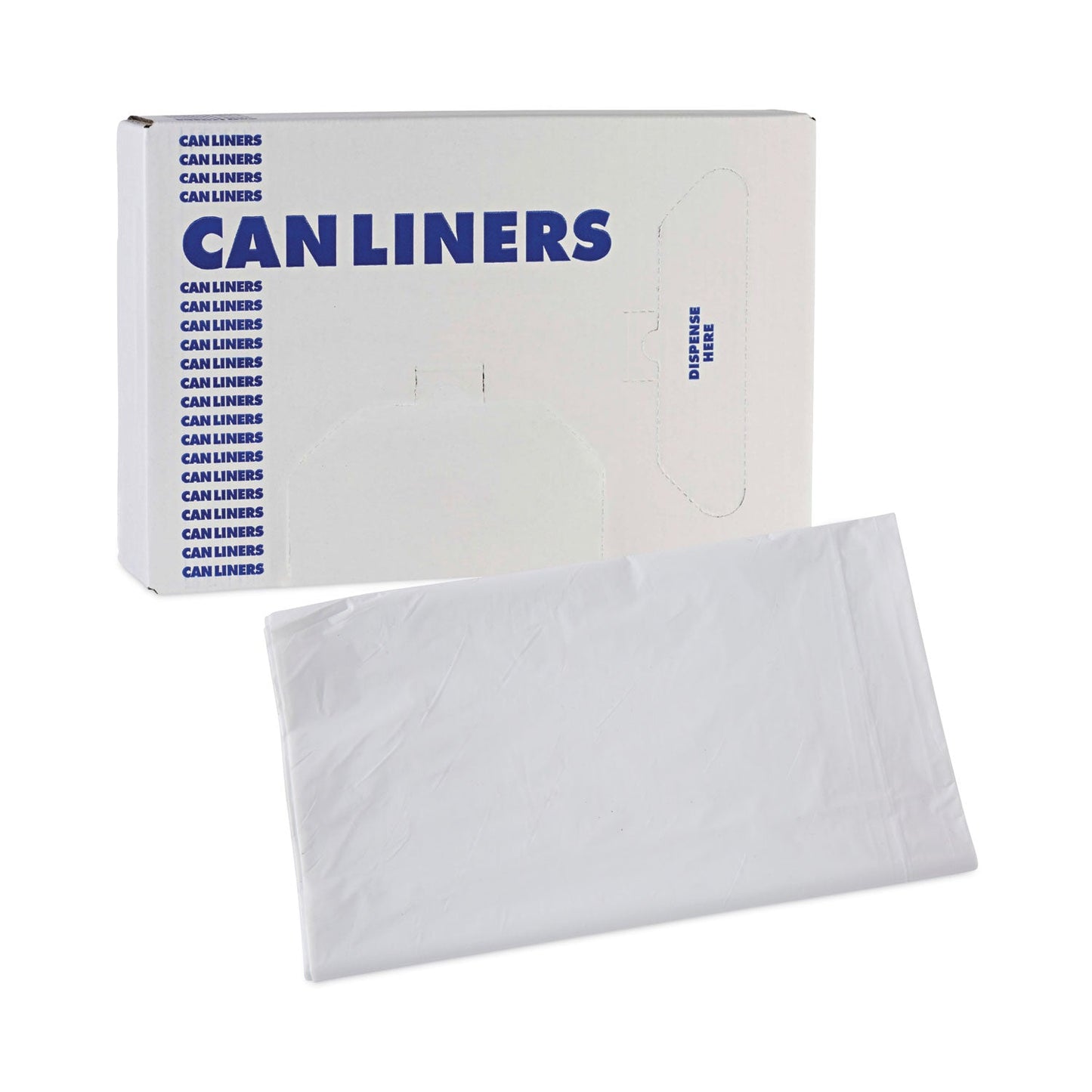 Boardwalk Linear Low Density Industrial Can Liners, 33 gal, 0.9 mil, 33 x 39, White, 100/Carton