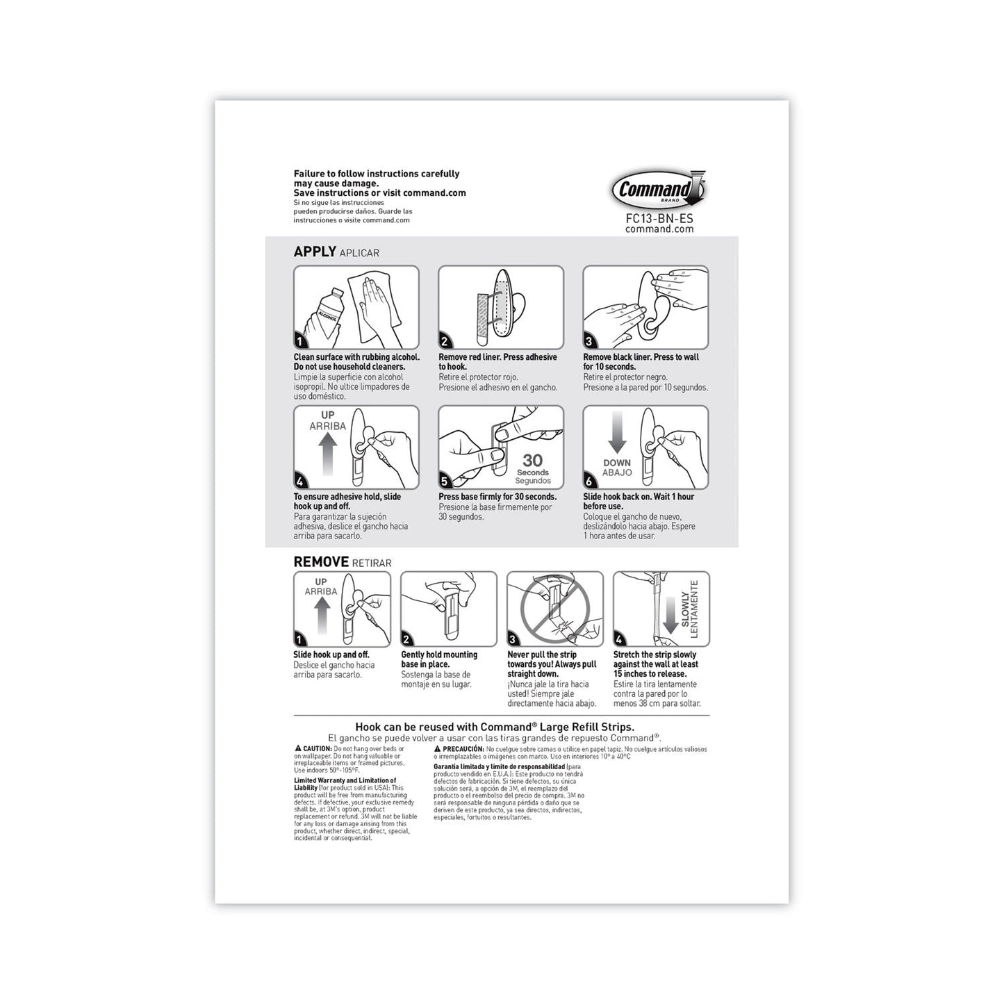 Command Adhesive Mount Metal Hook, Large, Brushed Nickel Finish, 2 Hooks and 4 Strips/Pack