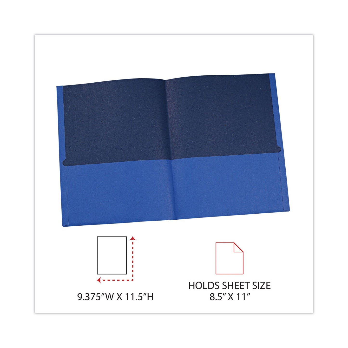 Universal Two-Pocket Portfolio, Embossed Leather Grain Paper, 11 x 8.5, Light Blue, 25/Box