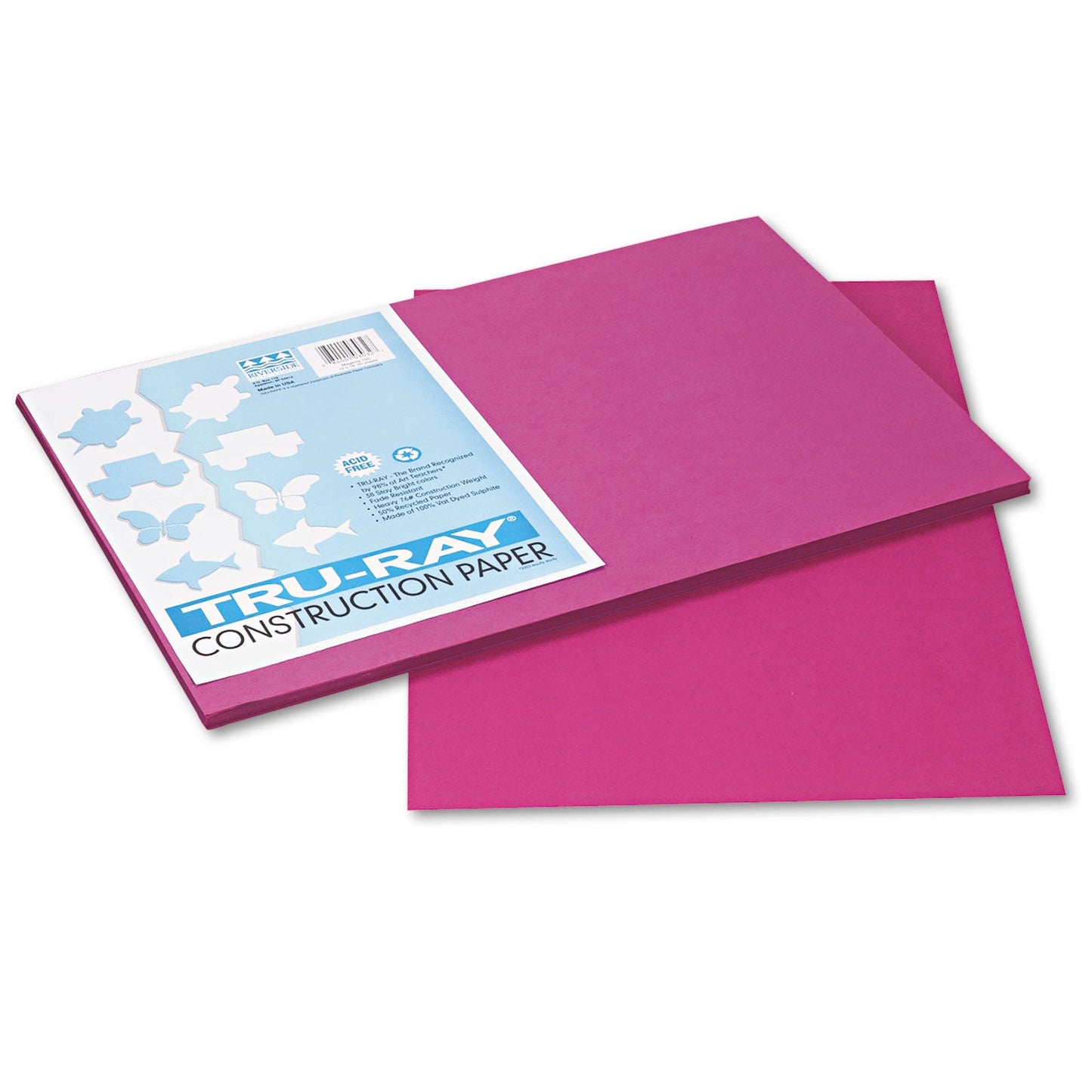 Pacon Tru-Ray Construction Paper, 76 lb Text Weight, 12 x 18, Magenta, 50/Pack