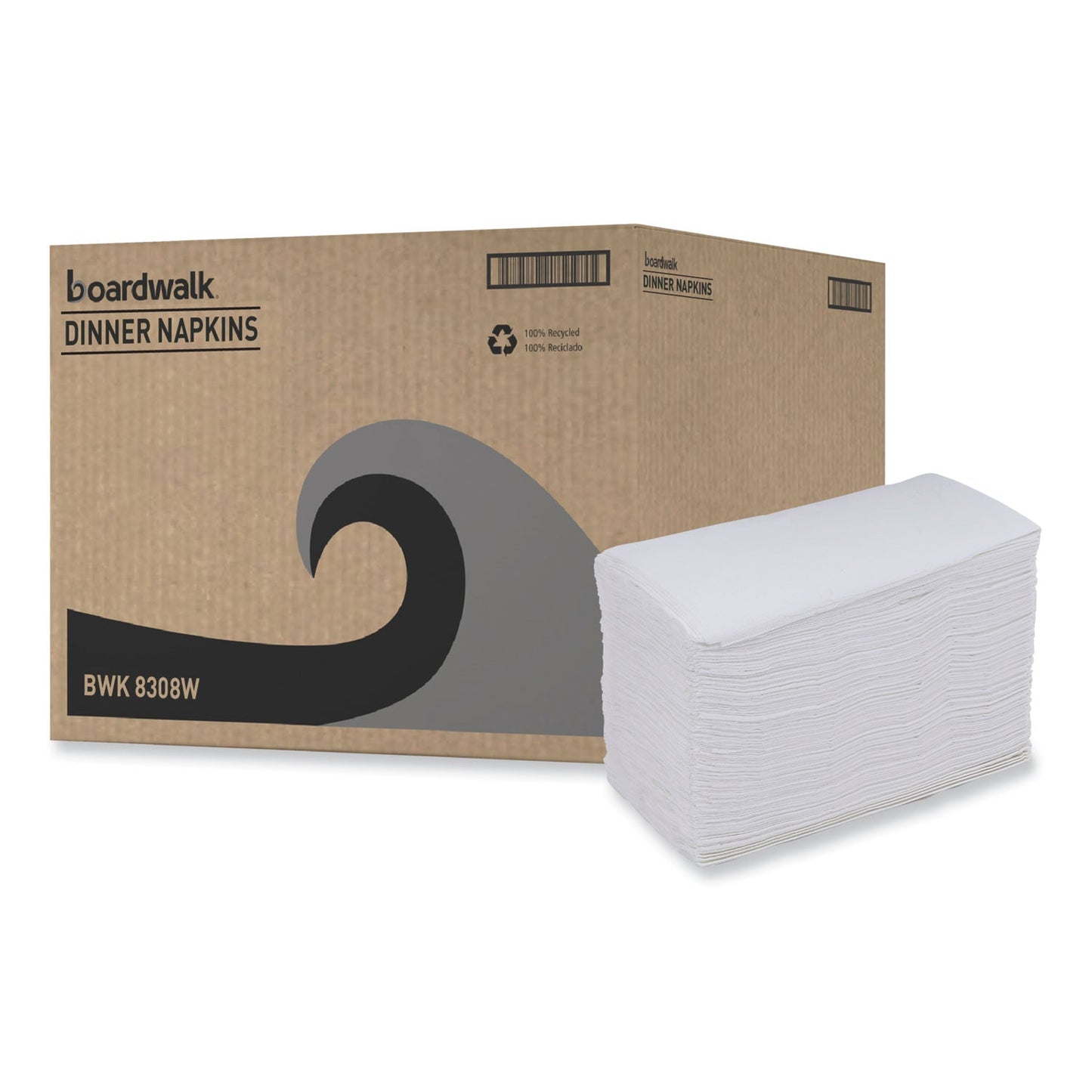 Boardwalk Dinner Napkin, 2-Ply, 17 x 15, White, 100/Pack, 30 Packs/Carton