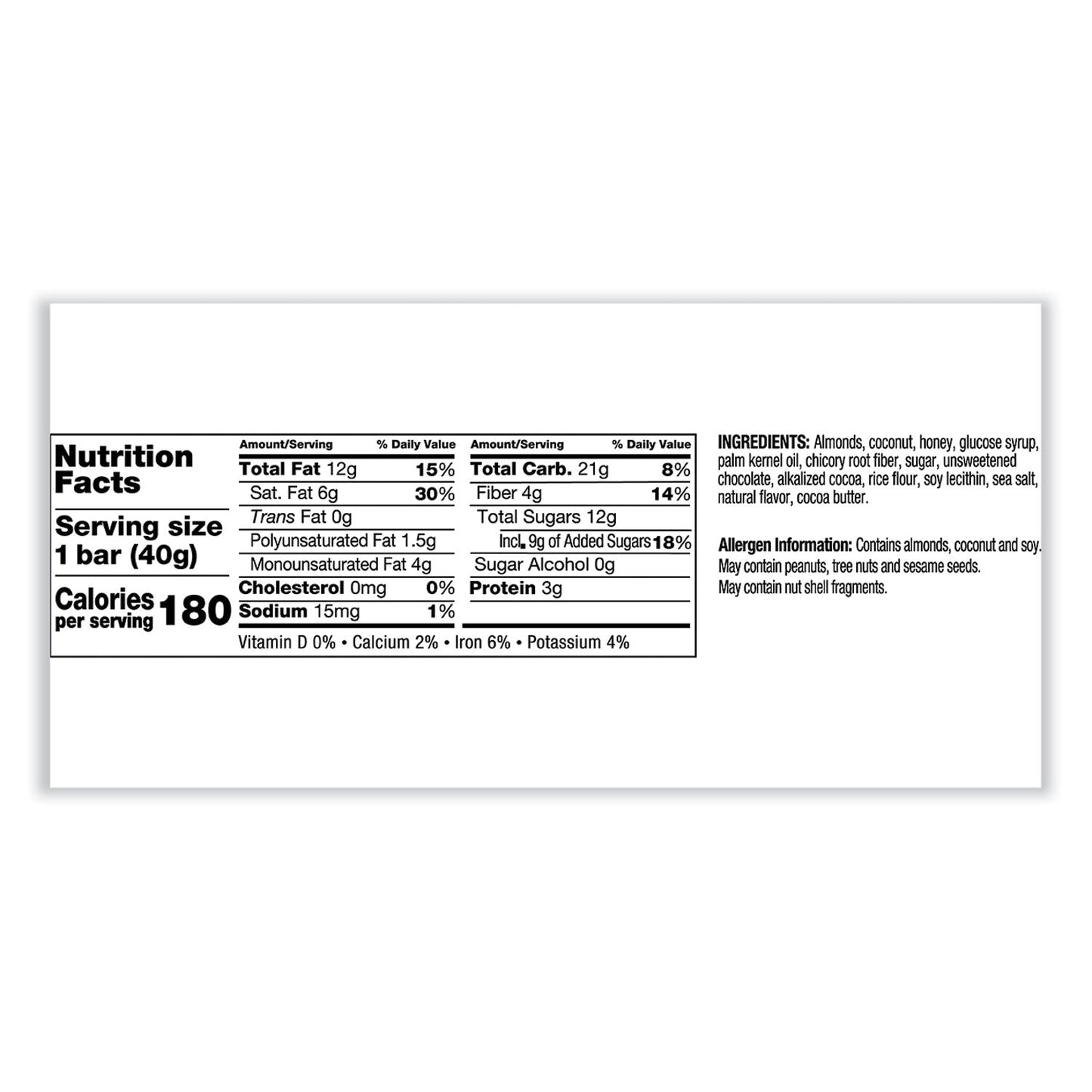 KIND Fruit and Nut Bars, Dark Chocolate Almond and Coconut, 1.4 oz Bar, 12/Box