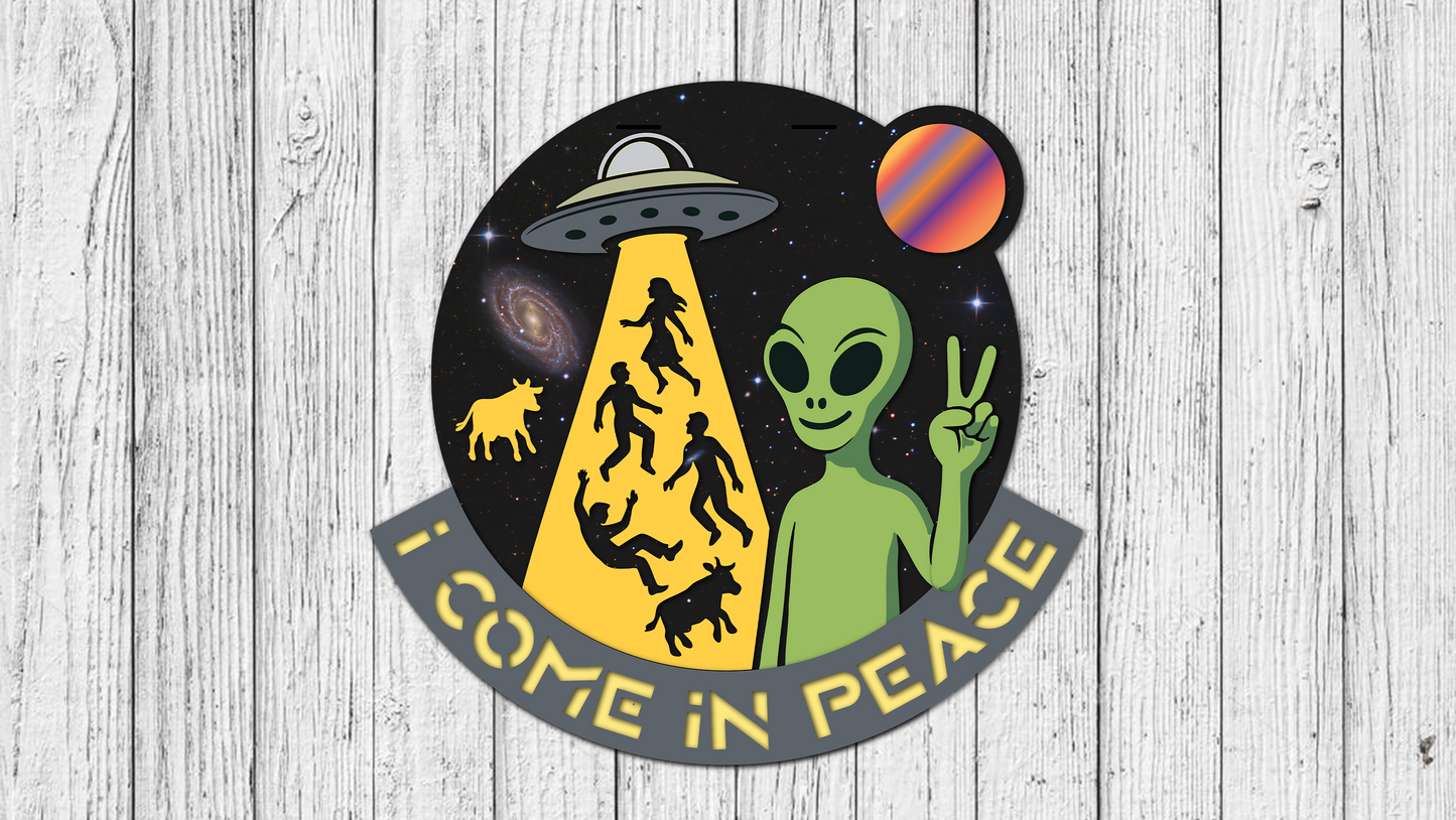 Alien I COME IN PEACE Door Hanger - Finished