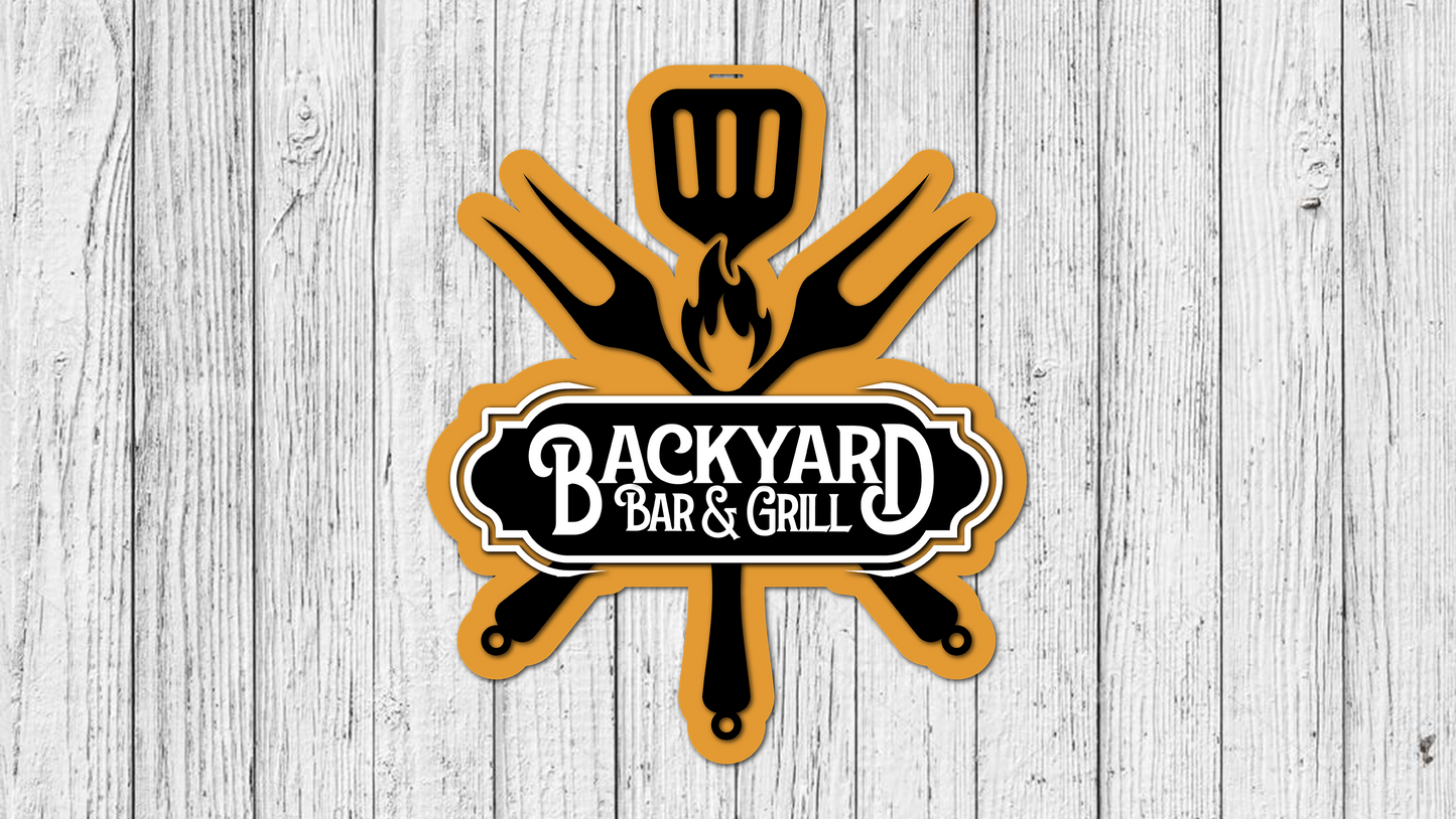 Backyard Bar and Grill Door Hanger - DIY Unfinished Kit - Lvl 2