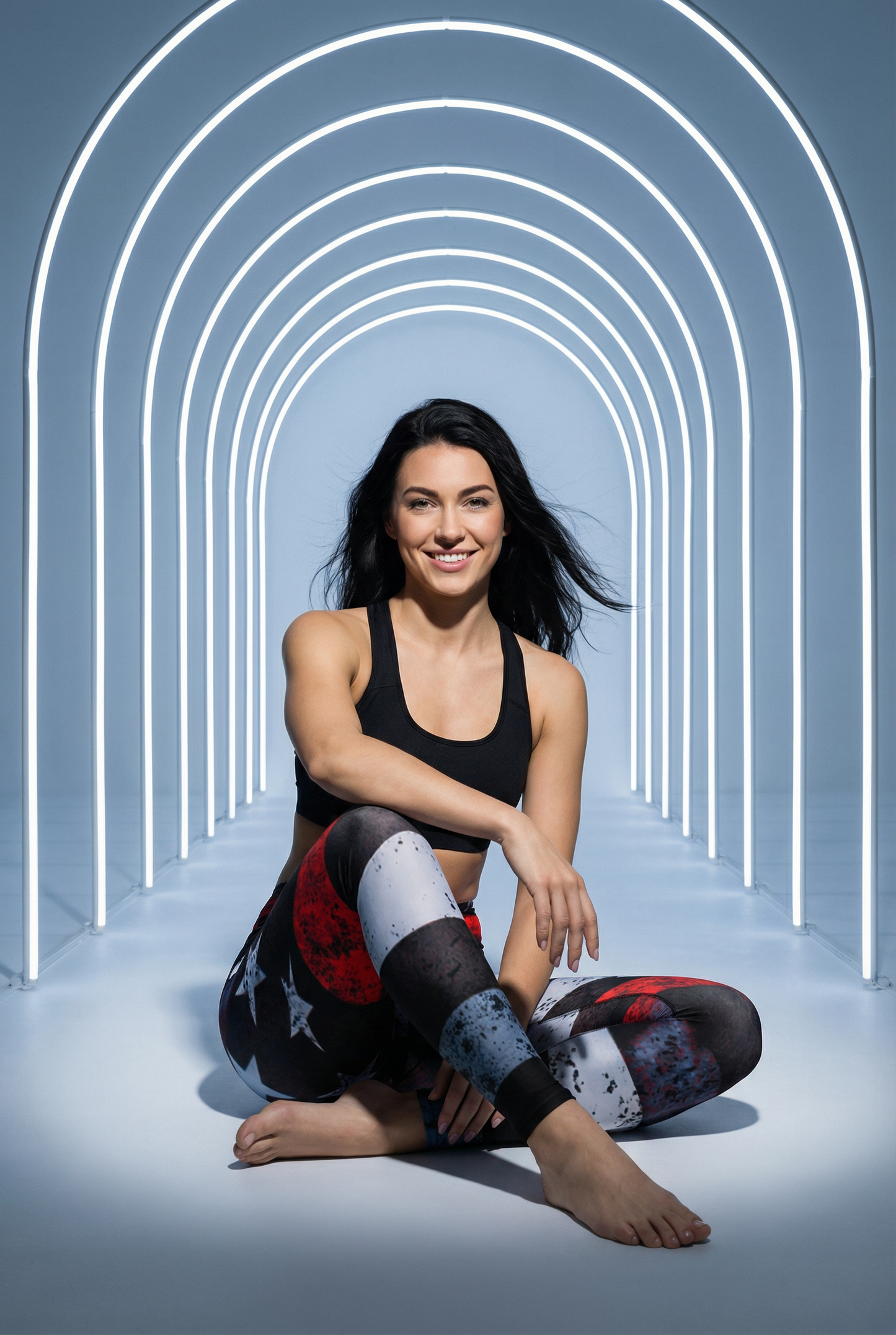 Thin Red Line Yoga Leggings With Inside Pocket