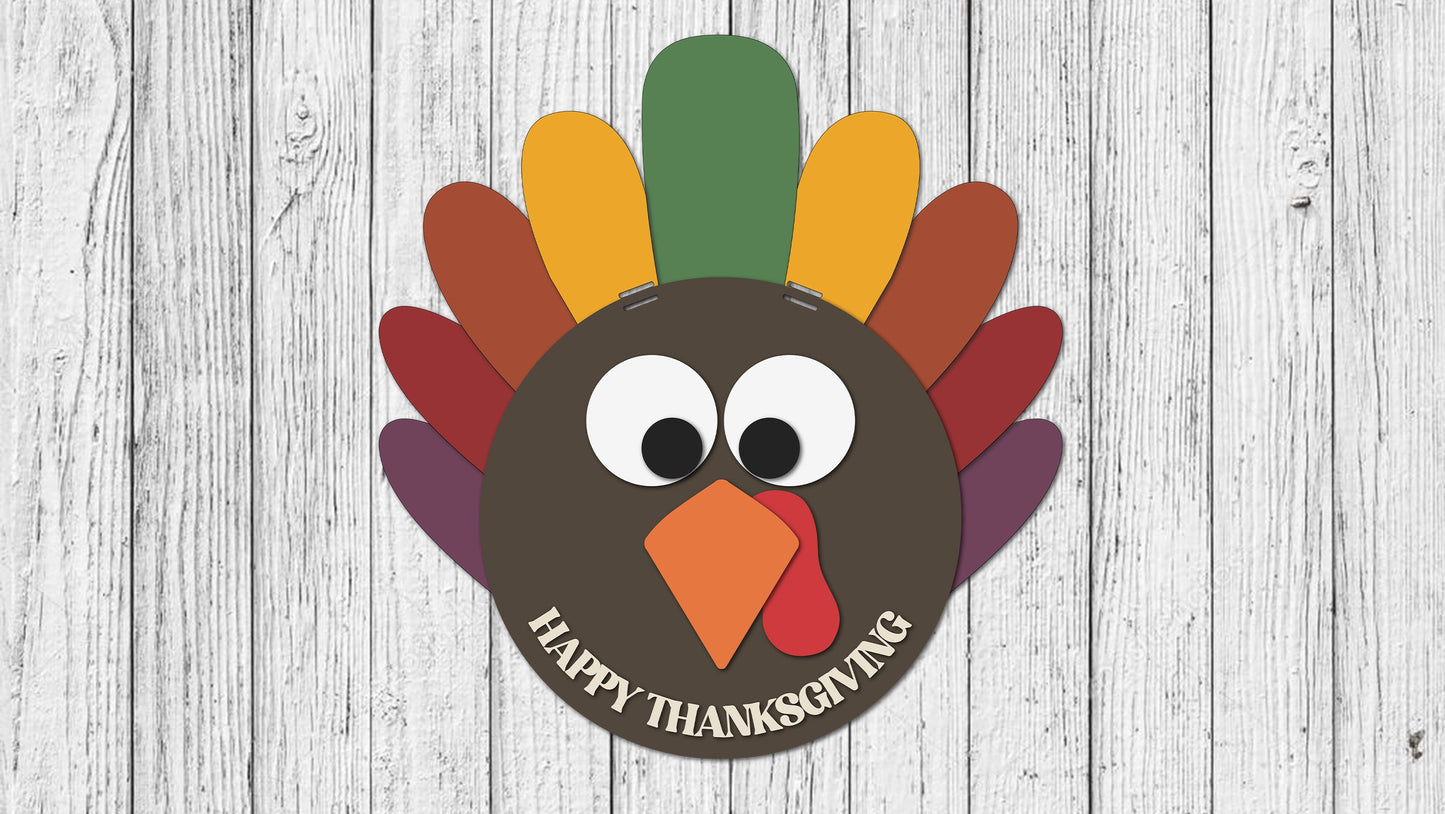 Happy Thanksgiving Turkey Door Hanger - DIY Unfinished Kit - Lvl 2