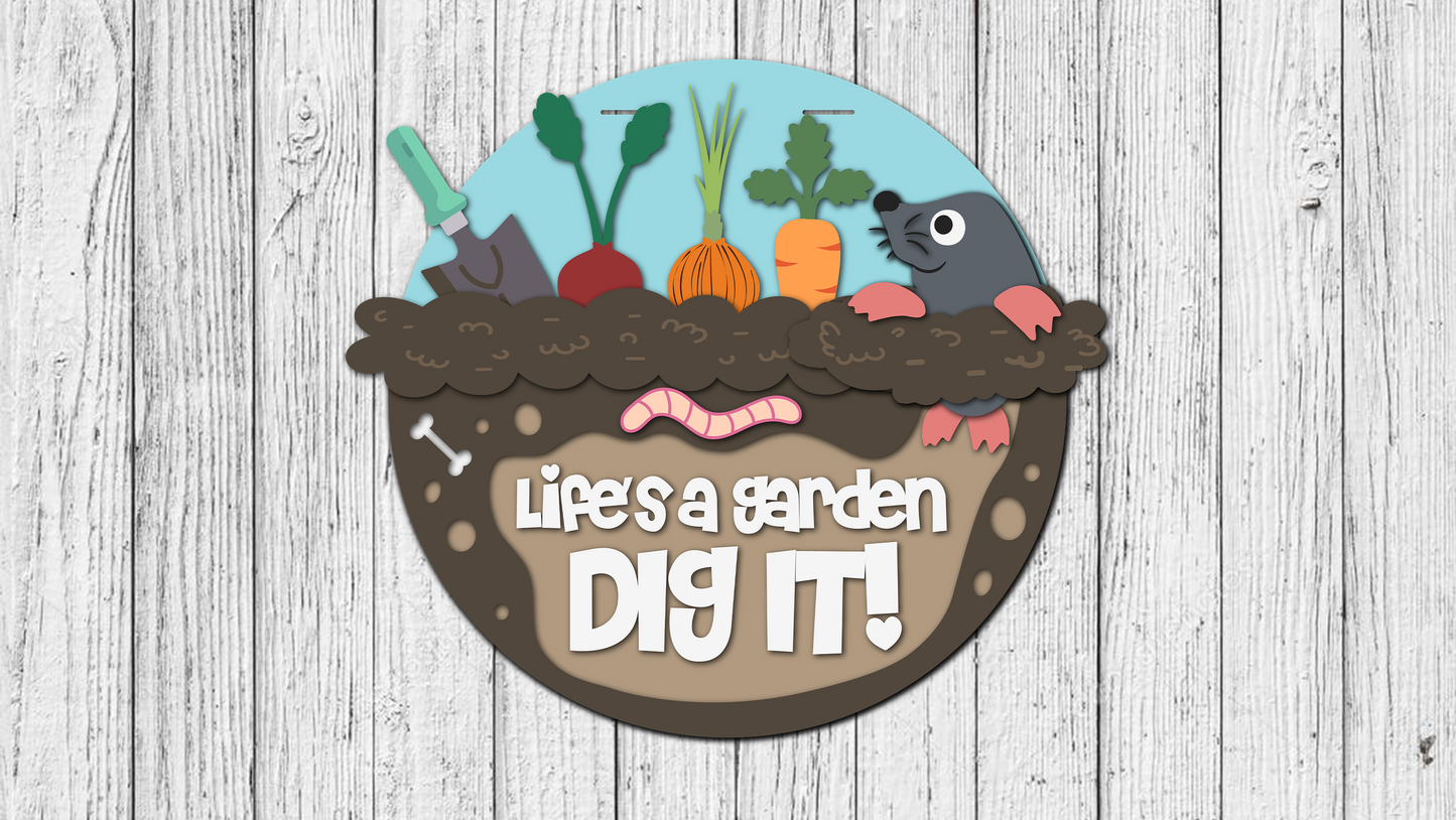 Life's a Garden Dig It! Mole Door Hanger - DIY Unfinished Kit - Lvl 3