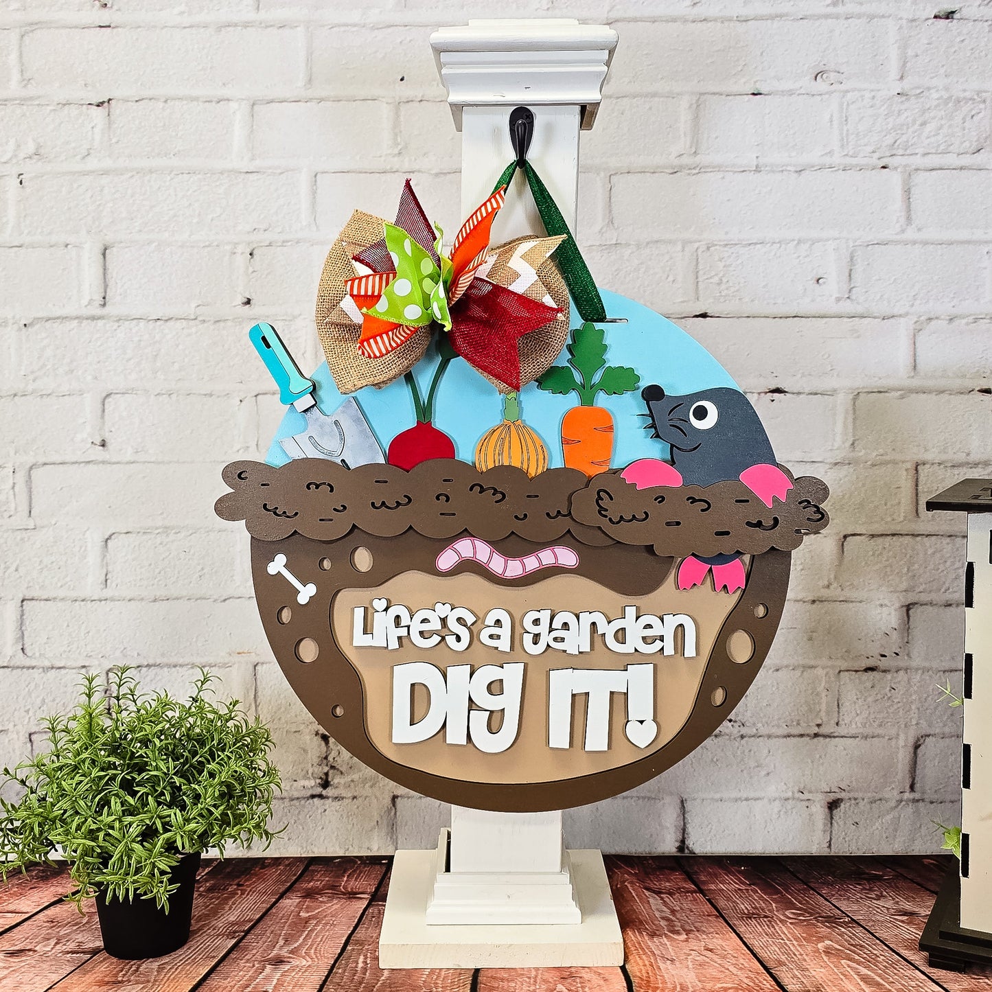 Life's a Garden Dig It! Mole Door Hanger - Finished