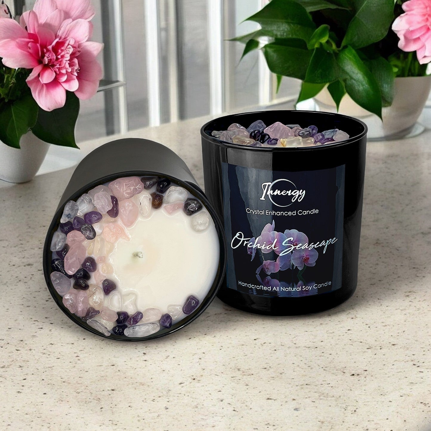 Orchid Seascape Crystal Candle, 10oz