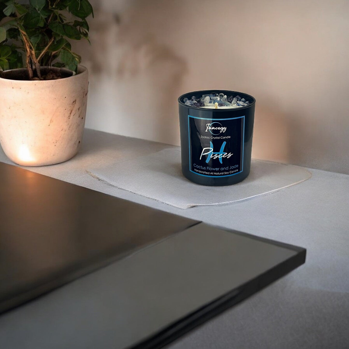 Pisces Zodiac Crystal Candle, 10oz