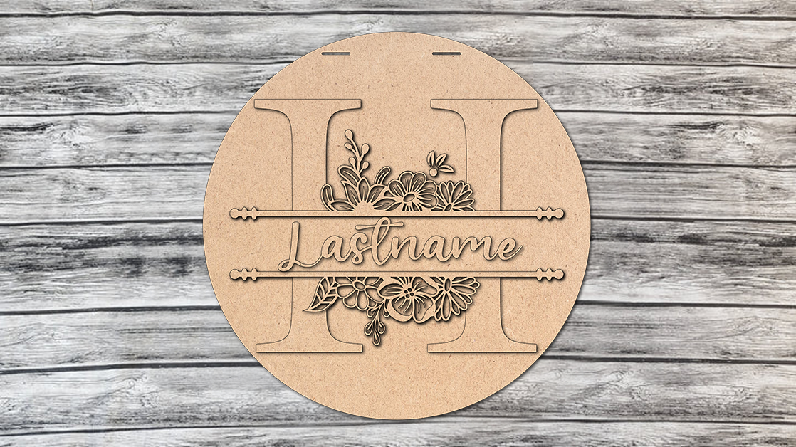 Monogram Flowers Personalized Door Hanger DIY Unfinished Kit