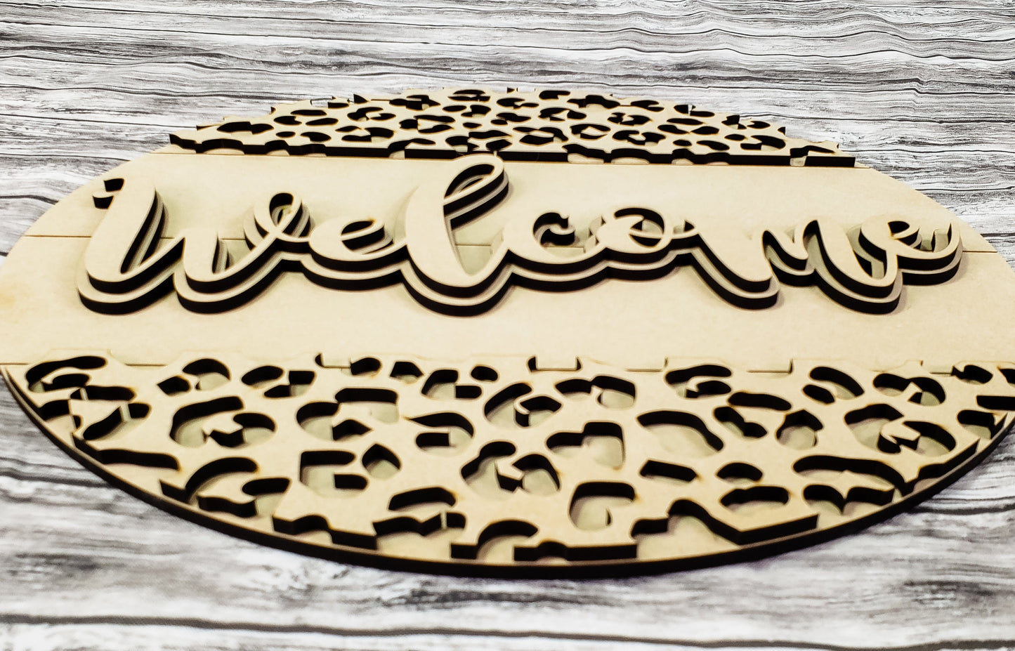 Welcome Cheetah Print Door Hanger Unfinished Kit