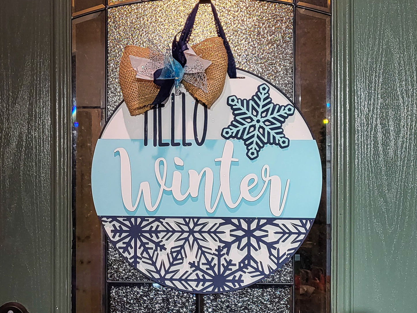 HELLO Winter Snowflake Door Hanger Unfinished Kit