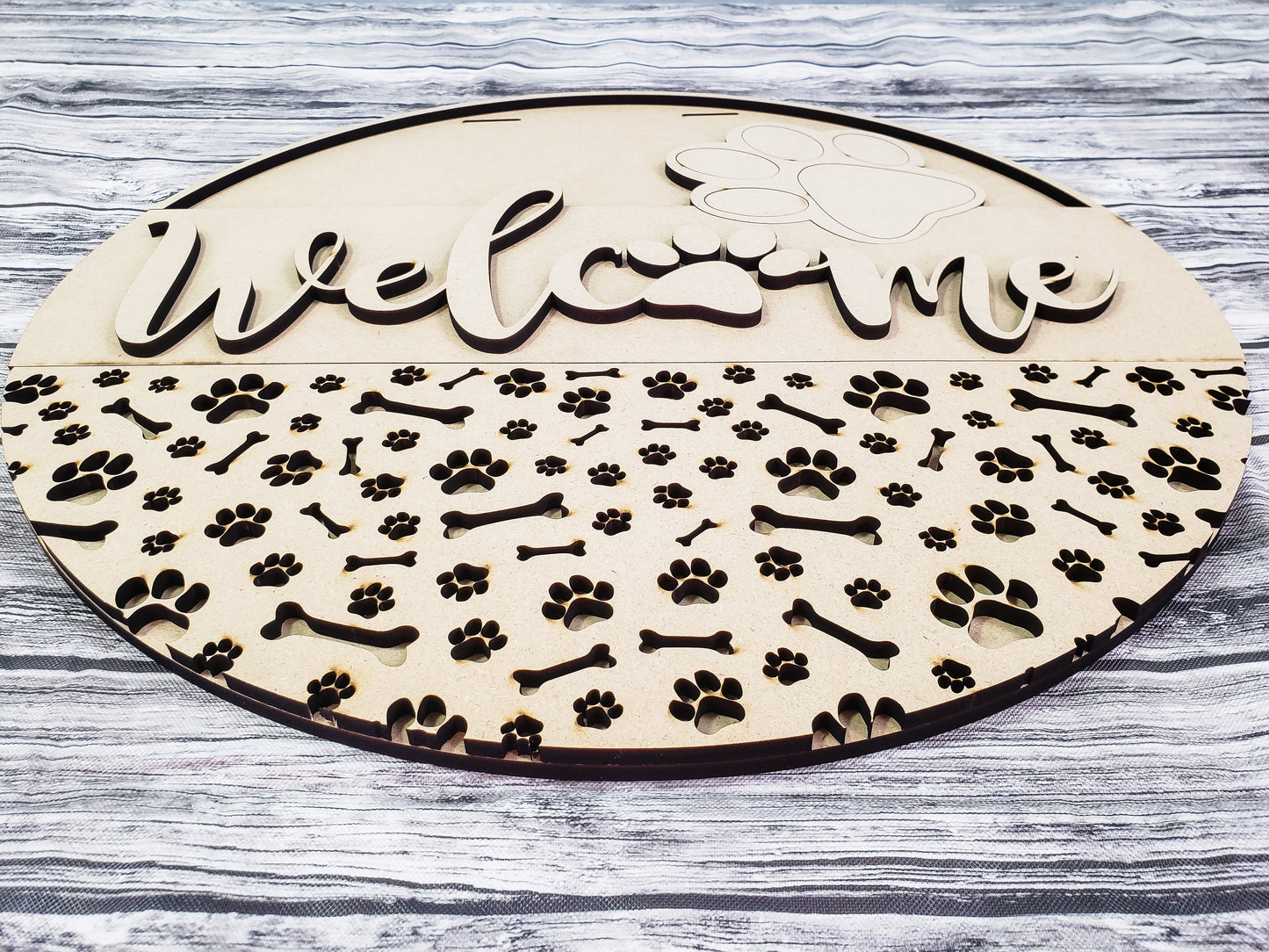 Welcome Dog Paws Door Hanger Unfinished Kit