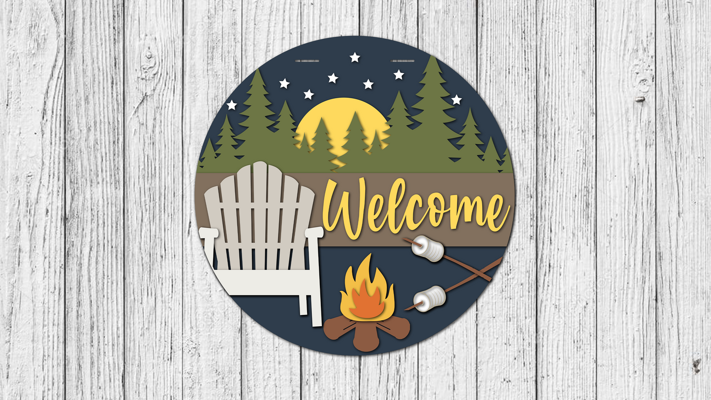 Starry Nights & Campfires Door Hanger - DIY Unfinished Kit - Lvl 2