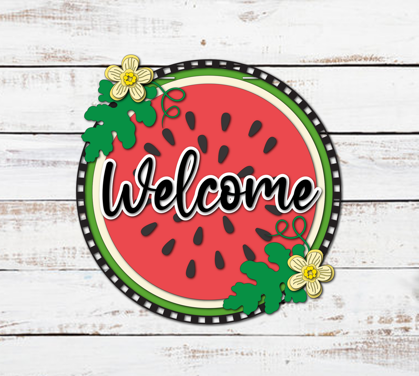 Finished - Welcome Whole Watermelon Door Hanger