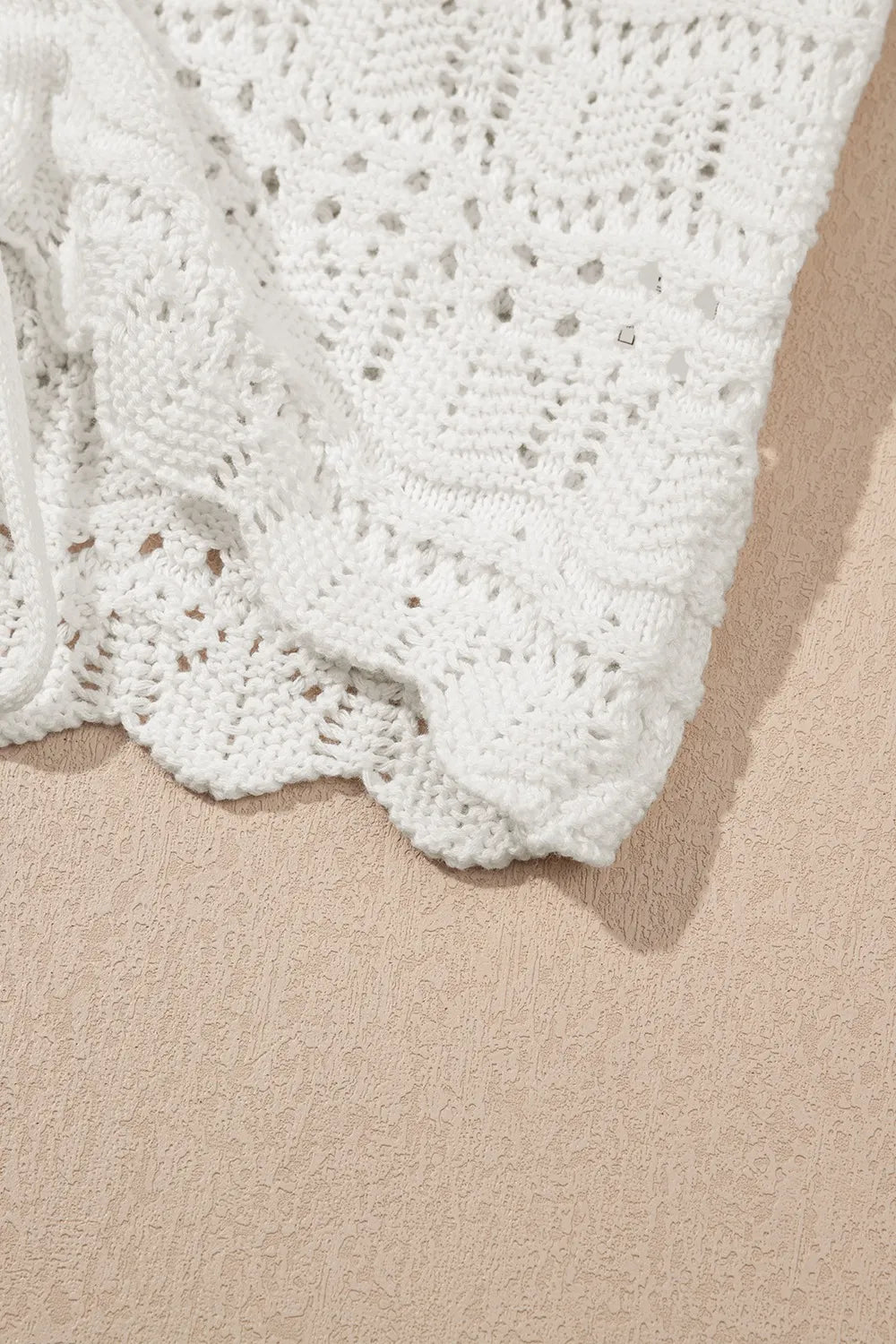 Hollowed Knit V Neck Drawstring Sweater Vest