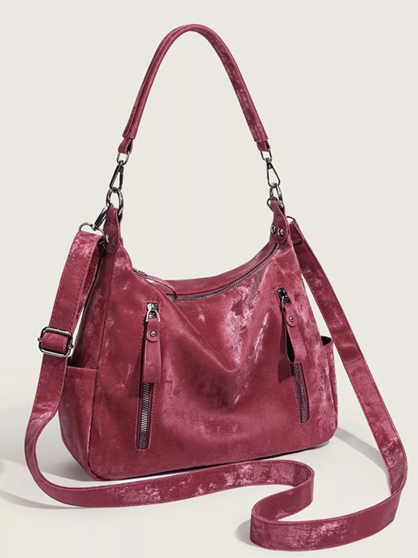 Vintage Style Zipper Front Crossbody Bag