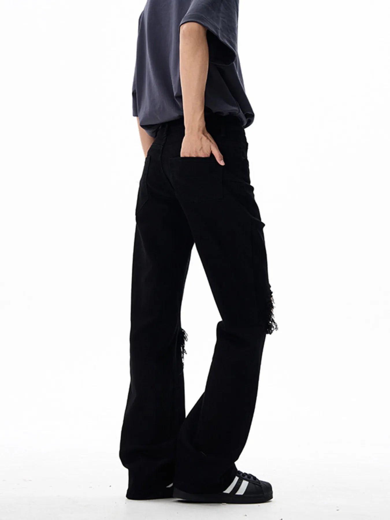Men's Distressed Flare Leg Jeans