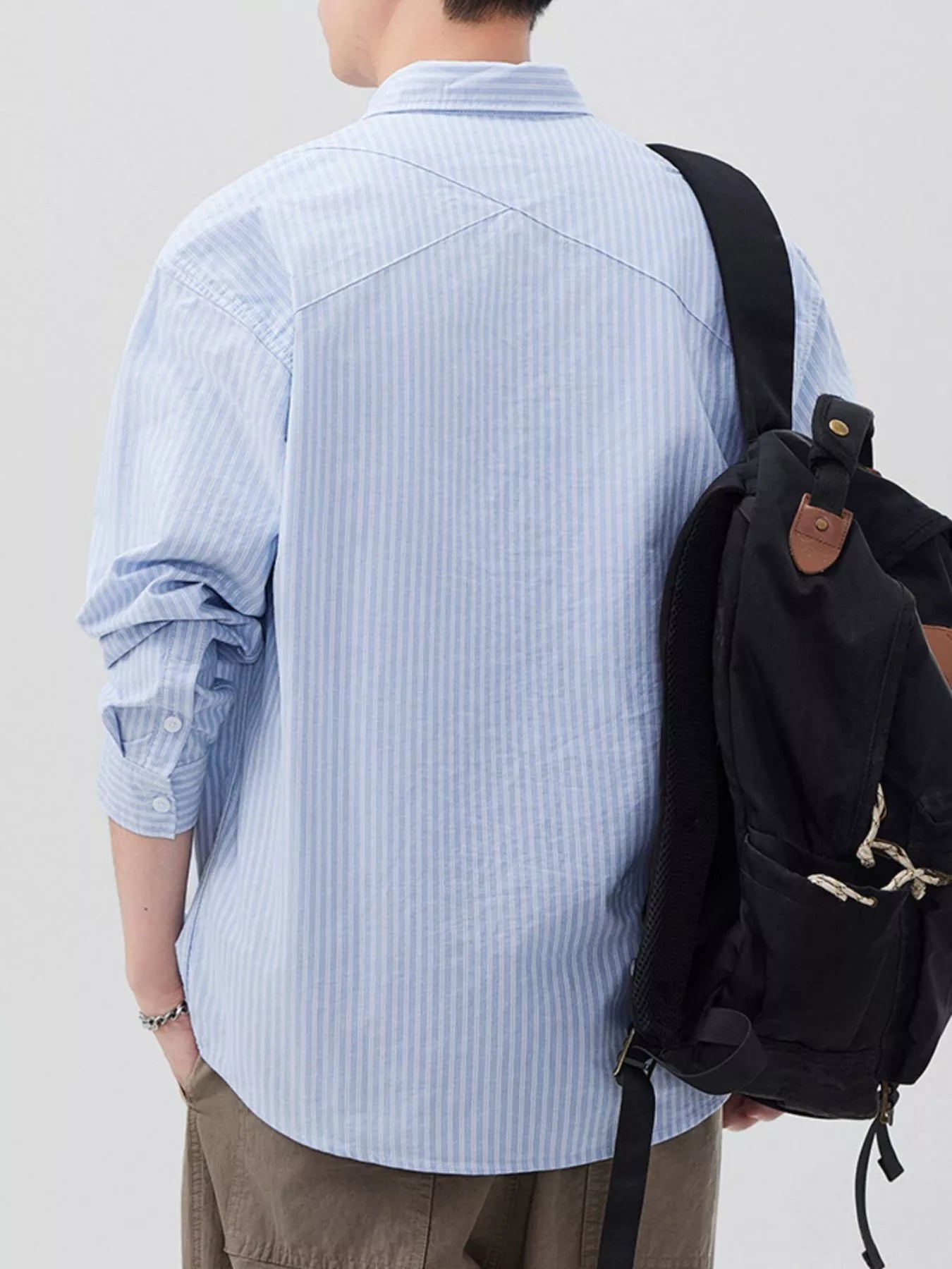 Men's Plus Size Casual Striped Long Sleeve Shirt