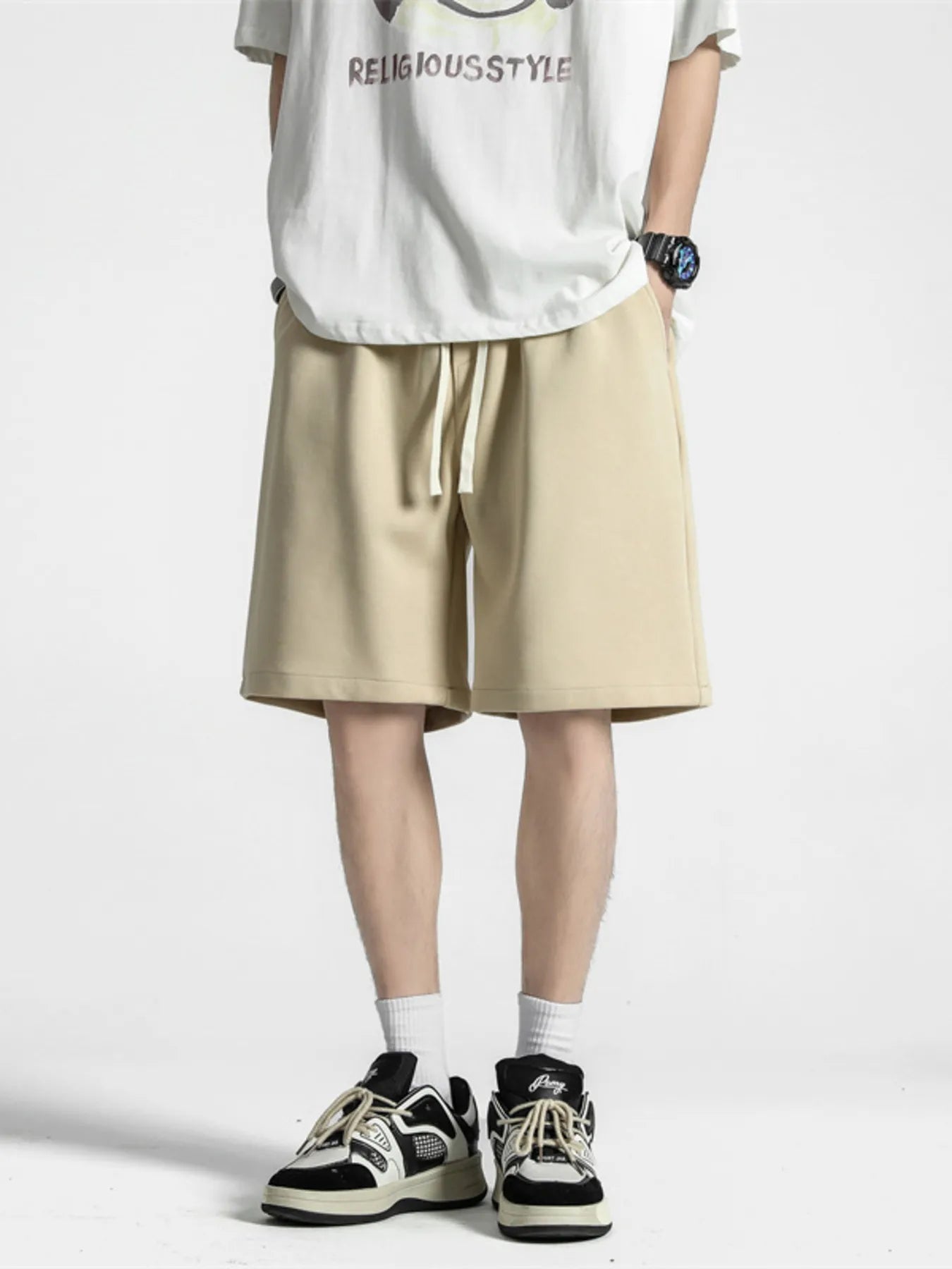 Men's Full Size Casual Loose-Fit Drawstring Shorts Plus Size