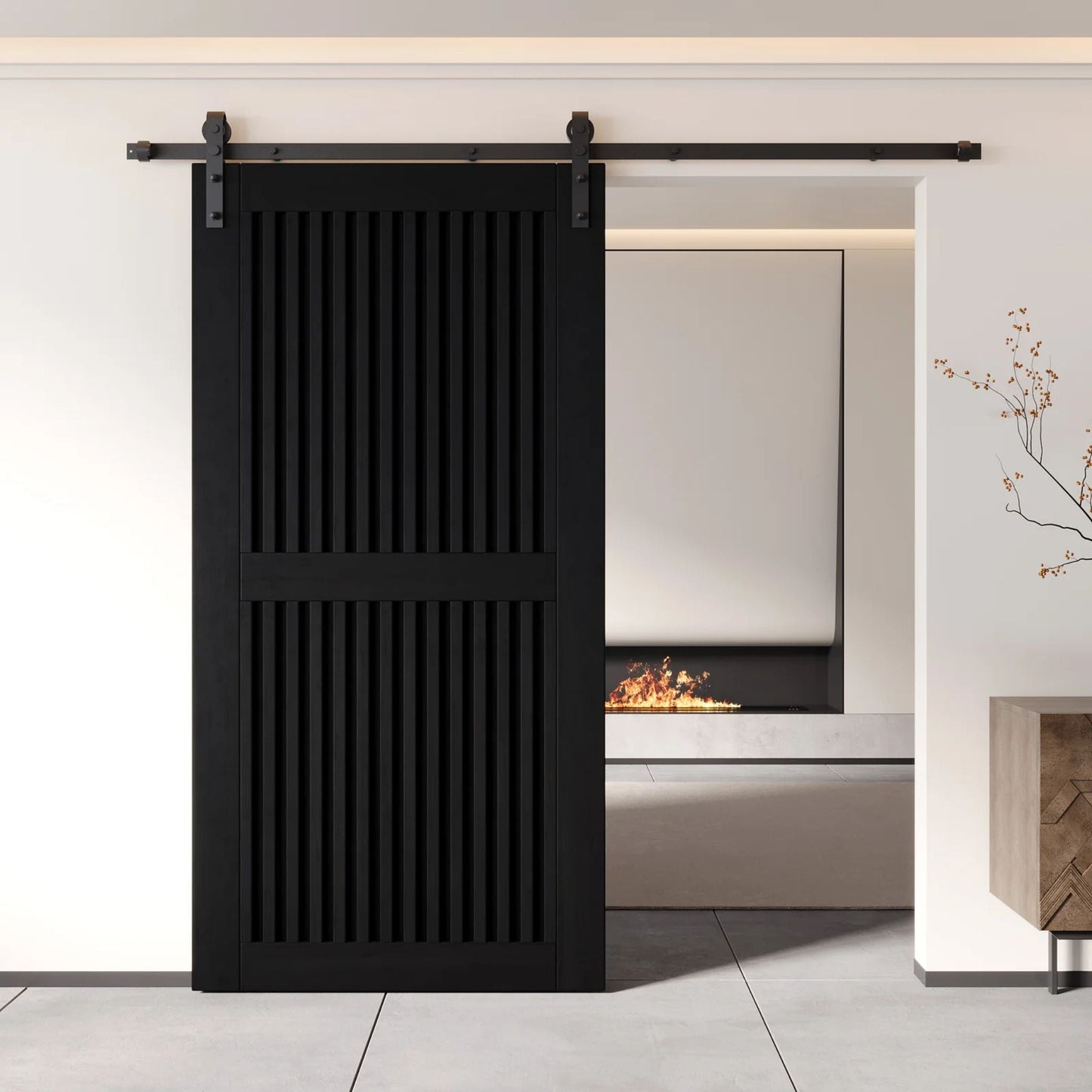 Vertical Slat Barn Door Kit | Black Hardware