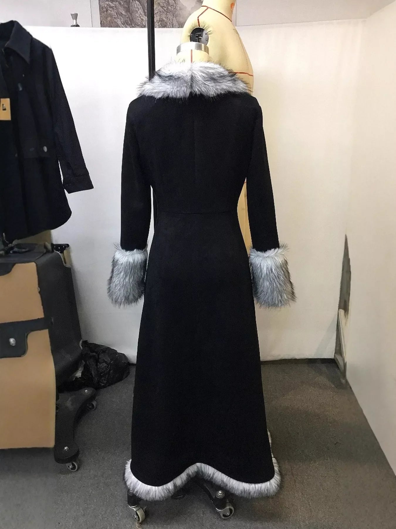 Full Size Faux Fur Trimmed Outerwear Plus Size