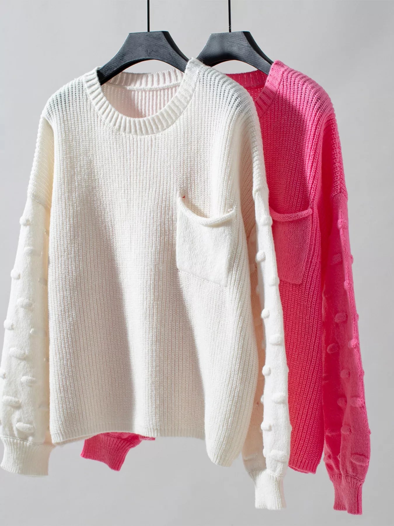 Pocket Detail Round Neck Sweater