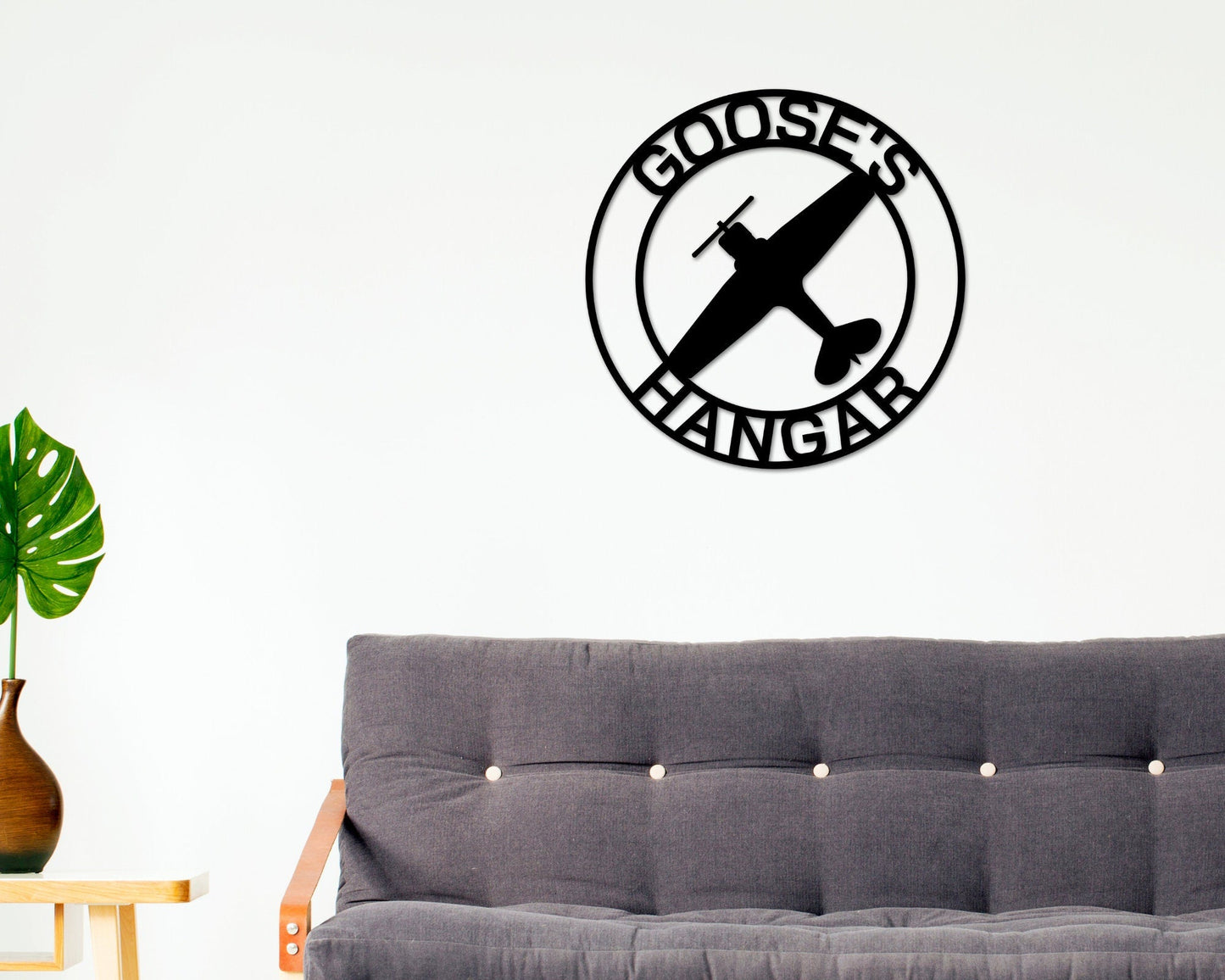 Airplane themed Nursery Sign, Airplane Name Sign, Metal Circle Name Sign, Custom Baby Sign, Kids Airplane Name Sign, Aviation Nursery Decor