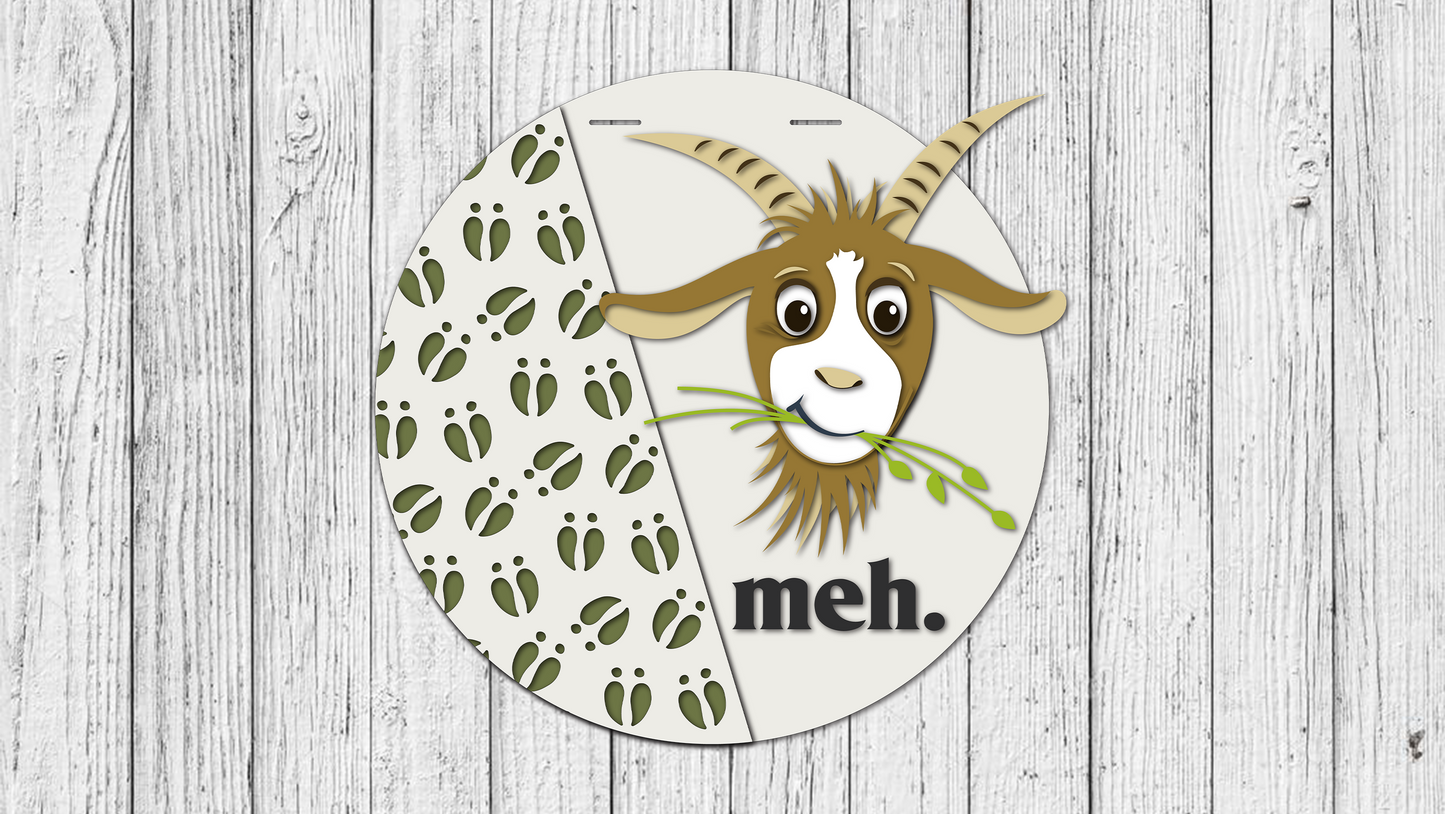 meh. Goat Door Hanger - DIY Unfinished Kit - Lvl 2