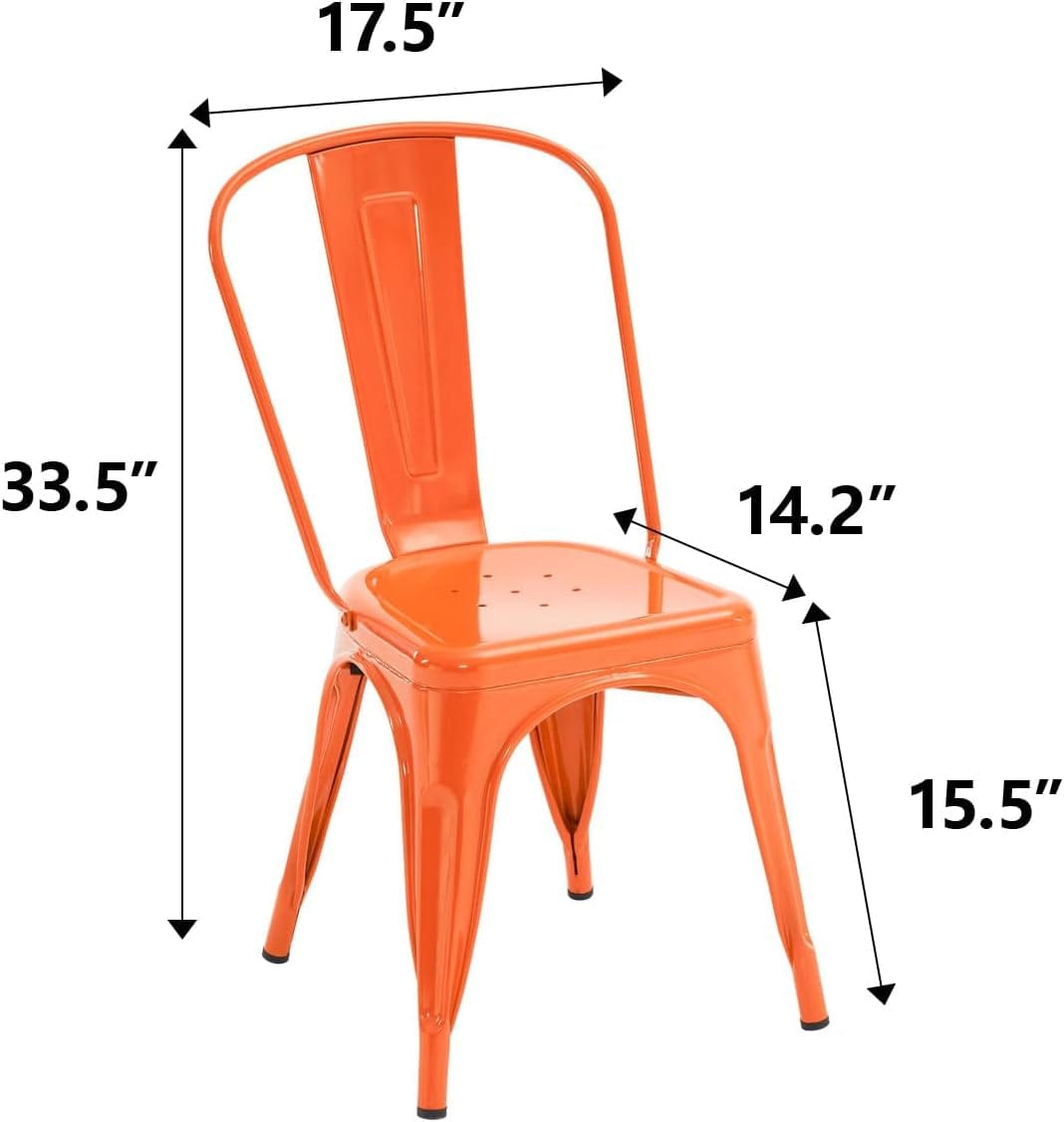 Set of 4 Modern Farmhouse Tolix Metal Chairs – Stackable Waterproof Dining Chairs