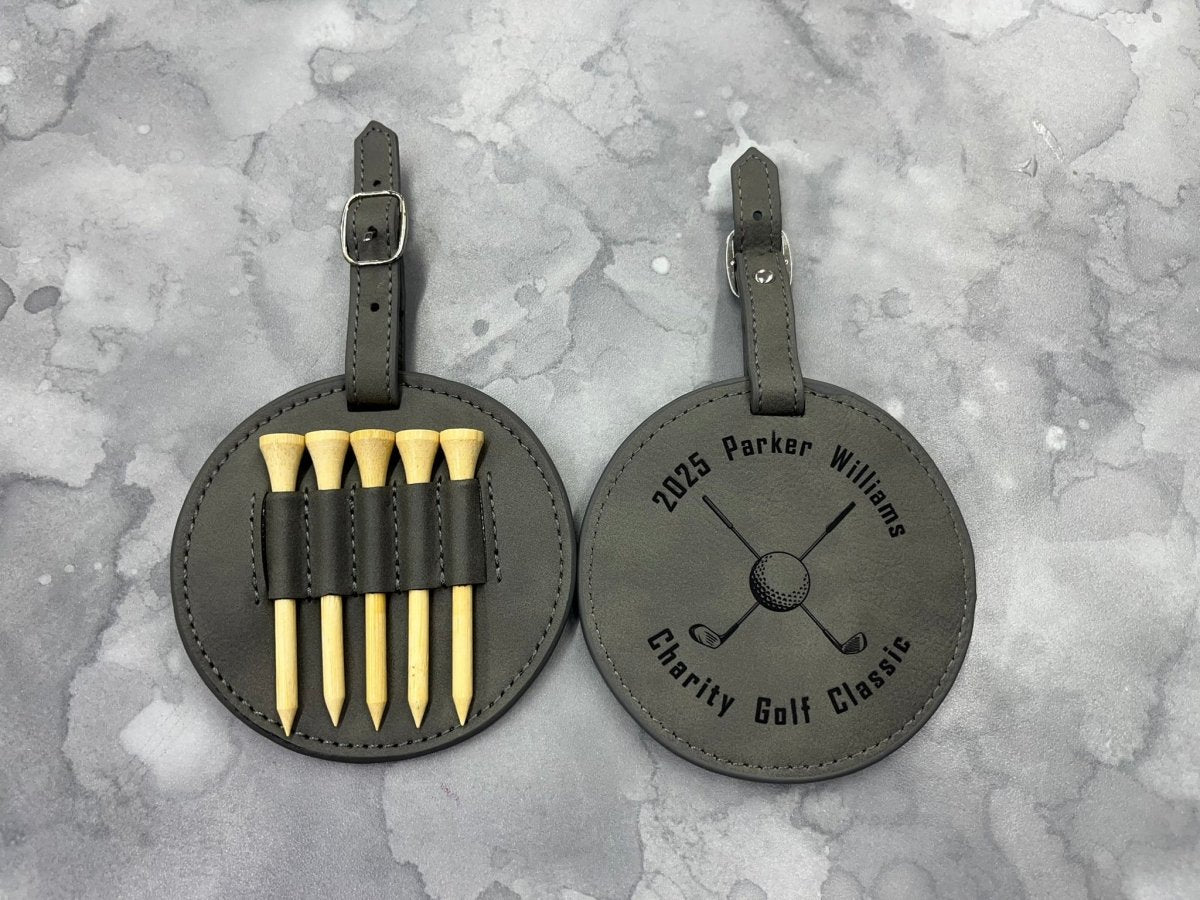 Personalized Golf Gift Set - Leather Tee Holder and Ball Marker
