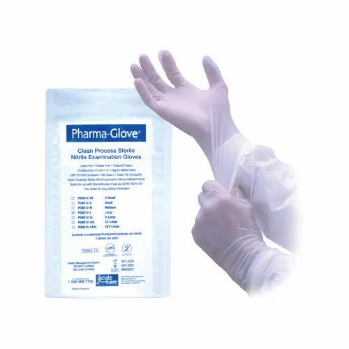 Pharma Glove Sterile Nitrile Chemo Approved 12In Cuff White Large 400 Ct
