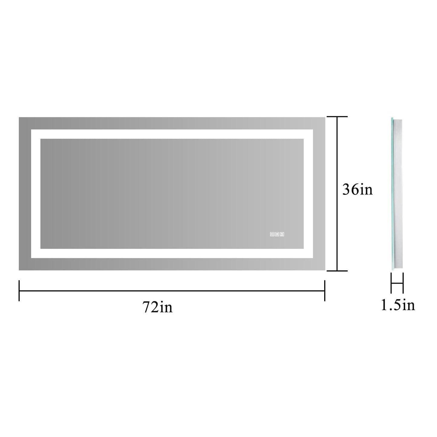 72" x 36" LED Lighted Bathroom Mirror – Anti-Fog, Dimmable, Shatterproof Vanity Mirror