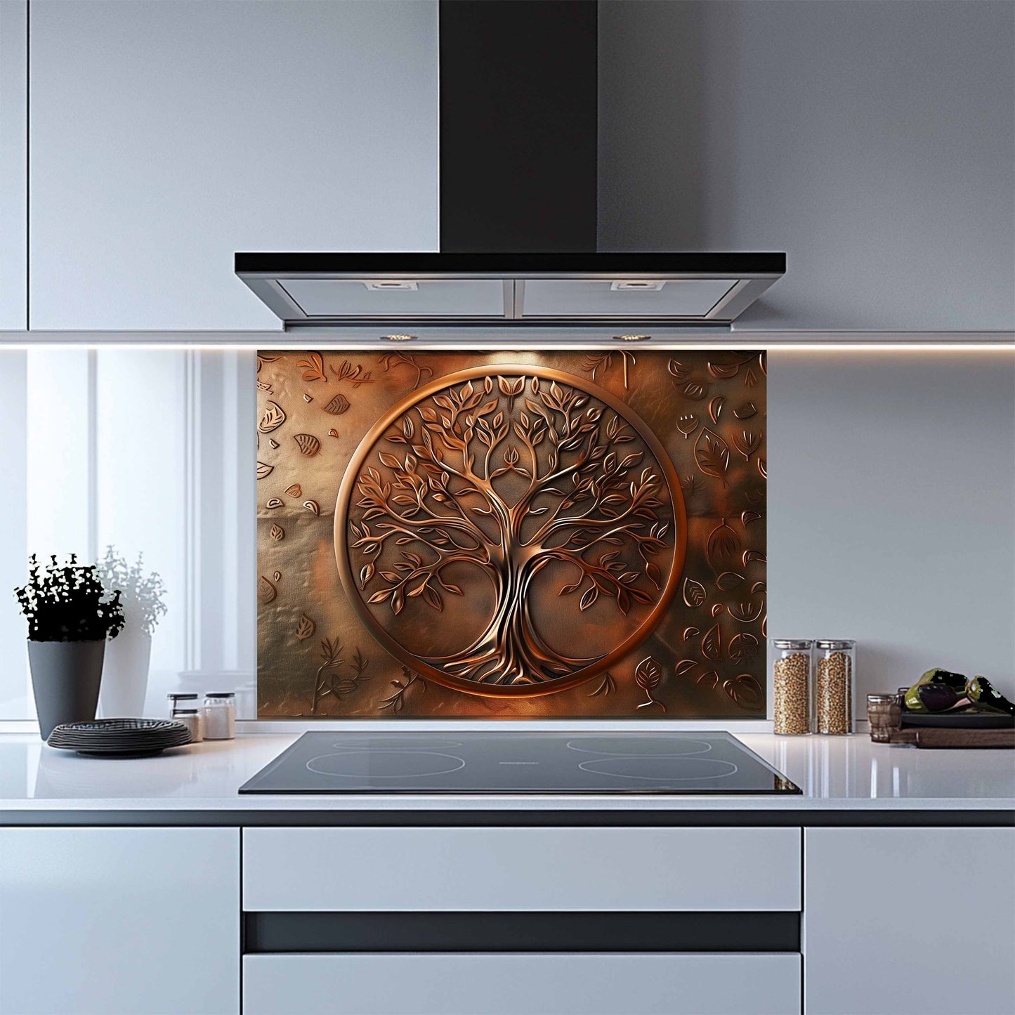 Custom Kitchen Backsplash – Bronze Harmony Tempered Glass Stove Backsplash