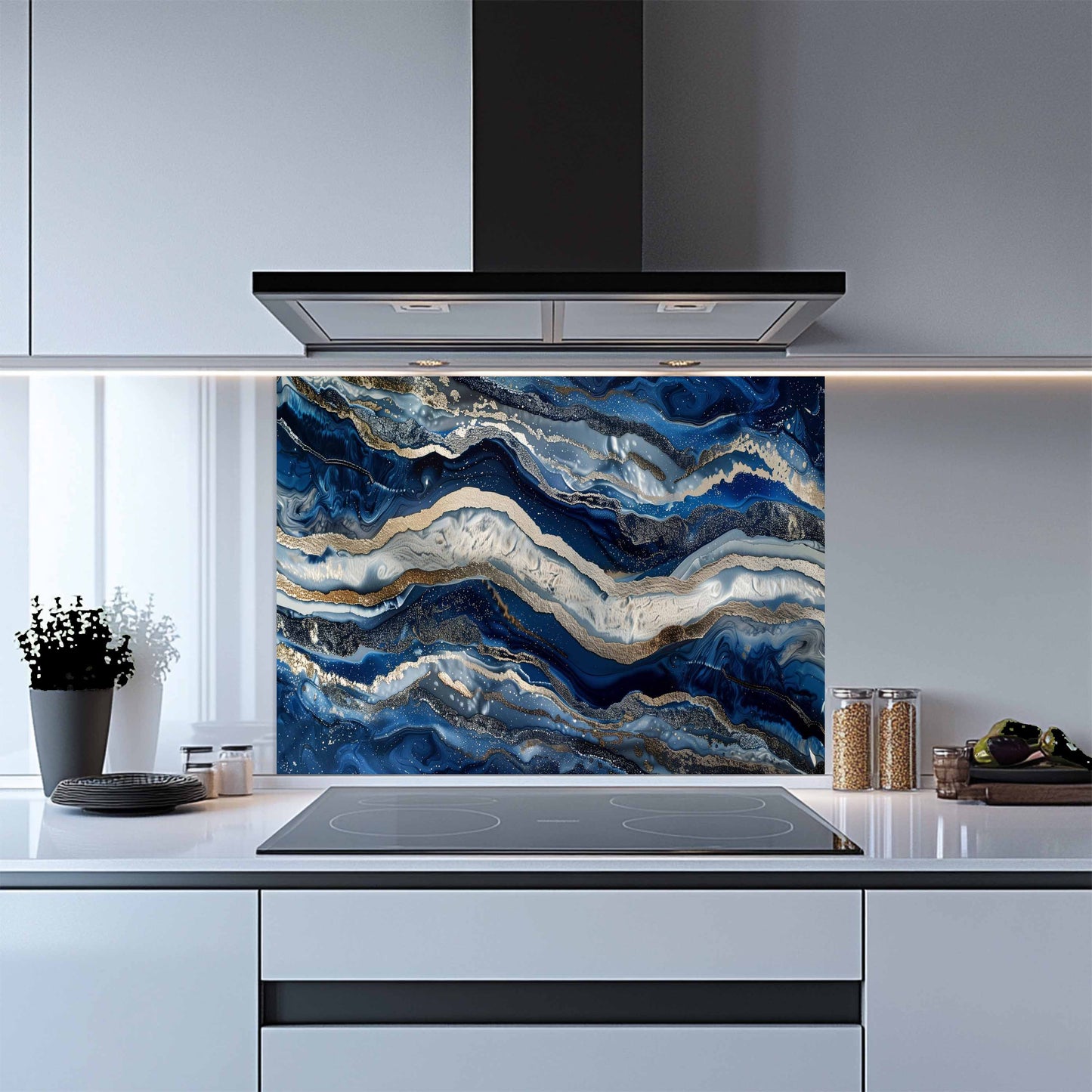 Tempered Glass Backsplash – Midnight Drift